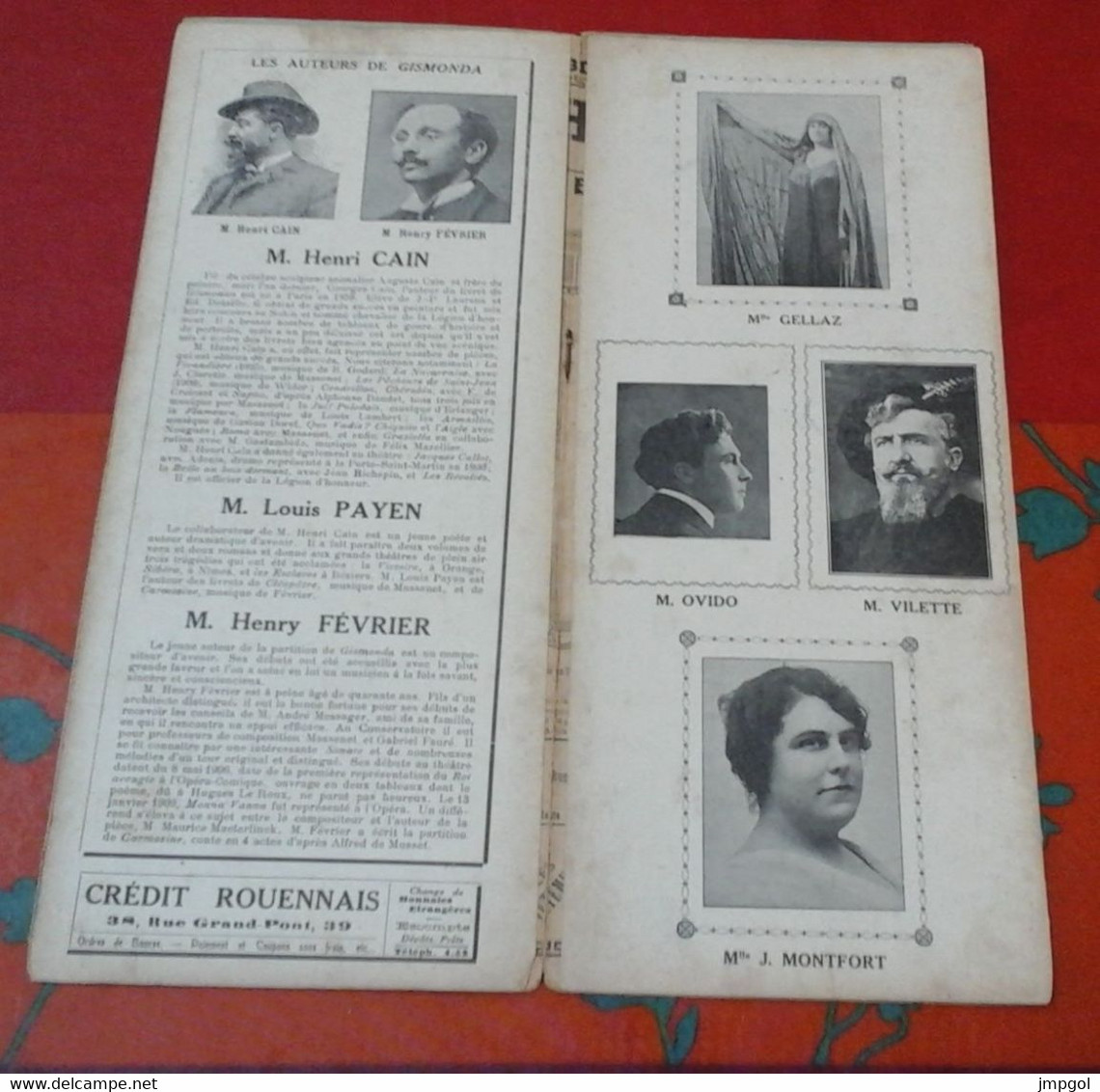 Programme Théâtre Des Arts Rouen Saison 1920-1921 Gismonda Victorien Sardou Mme Gellaz MM Payan Ovido Vilette - Programmes