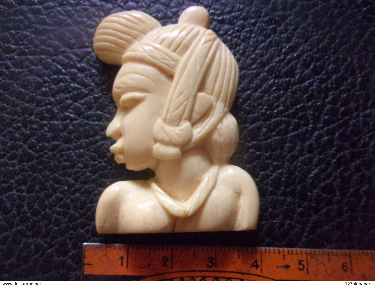 ️  ANCIEN IVOIRE AFRICAIN BUSTE FEMME AFRICAINE 5.5/3.5CM - Afrikanische Kunst