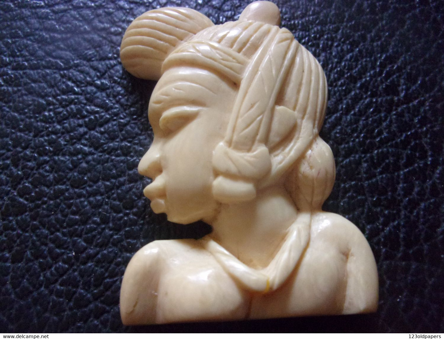 ️  ANCIEN IVOIRE AFRICAIN BUSTE FEMME AFRICAINE 5.5/3.5CM - Afrikanische Kunst