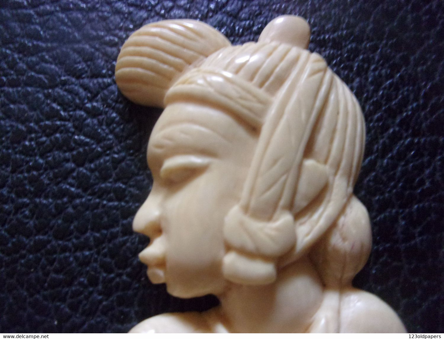 ️  ANCIEN IVOIRE AFRICAIN BUSTE FEMME AFRICAINE 5.5/3.5CM - Afrikanische Kunst