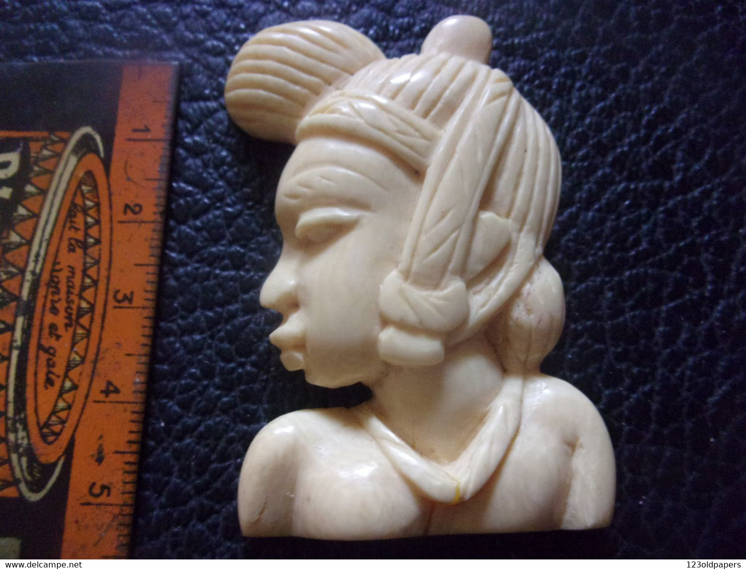 ️  ANCIEN IVOIRE AFRICAIN BUSTE FEMME AFRICAINE 5.5/3.5CM - Afrikanische Kunst