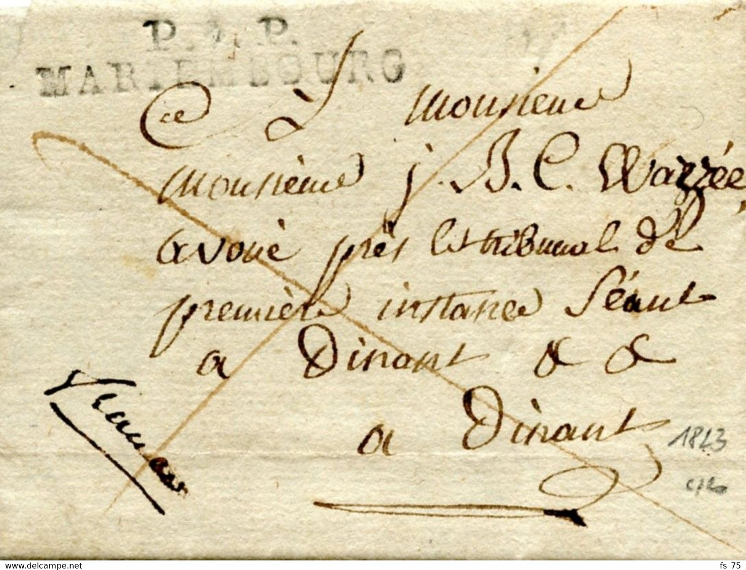 BELGIQUE - P (7) P MARIEMBOURG - LETTRE AVEC TEXTE, 1823 - 1815-1830 (Hollandse Tijd)