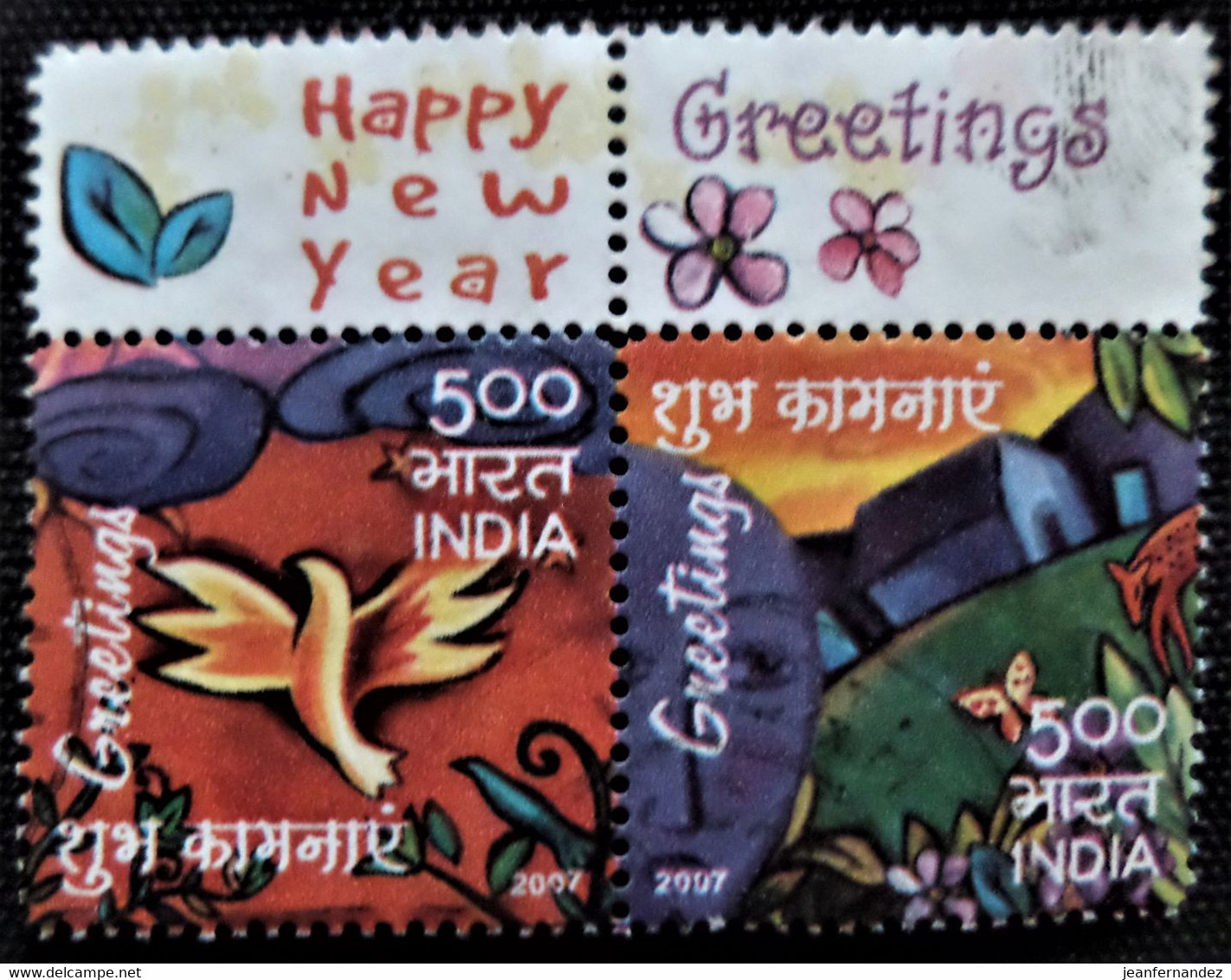 Timbres De L'Inde 2007 Greetings - Happy New Year    Stampworld N°  2253 Et 2254 - Gebruikt