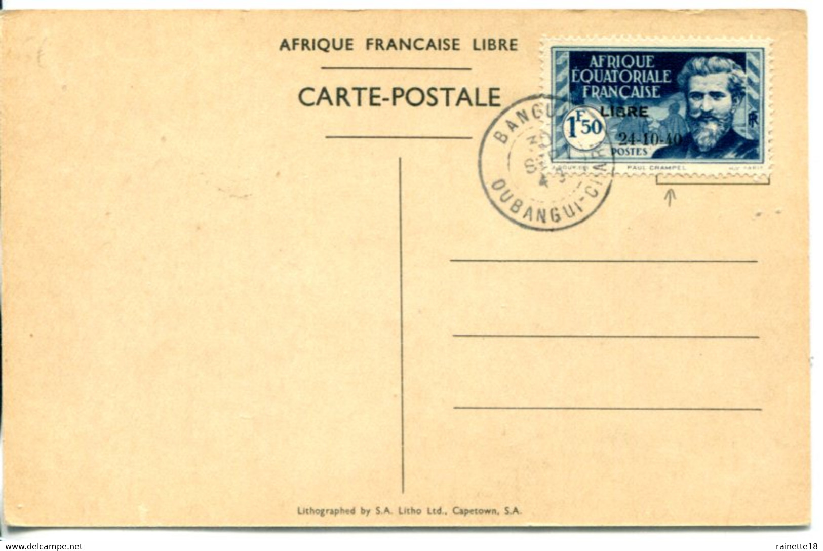 A.E.F           140D  Oblitéré Sur Carte Arrivée Du Général De Gaulle à Brazzaville - Used Stamps