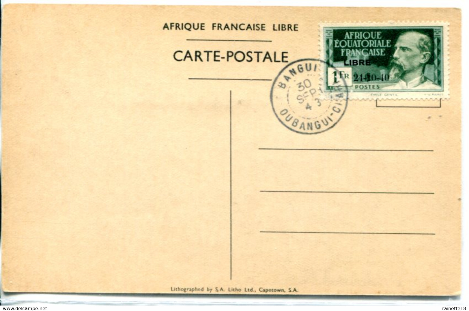 A.E.F           140B Oblitéré Sur Carte Arrivée Du Général De Gaulle à Brazzaville - Oblitérés