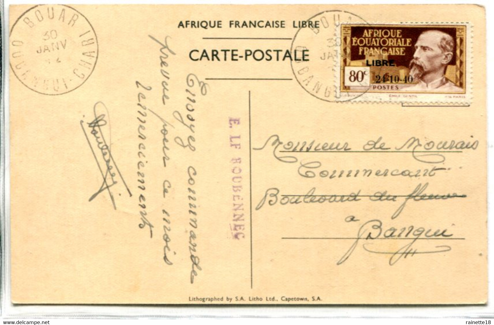 A.E.F           140A Oblitéré Sur Carte Arrivée Du Général De Gaulle à Brazzaville - Used Stamps