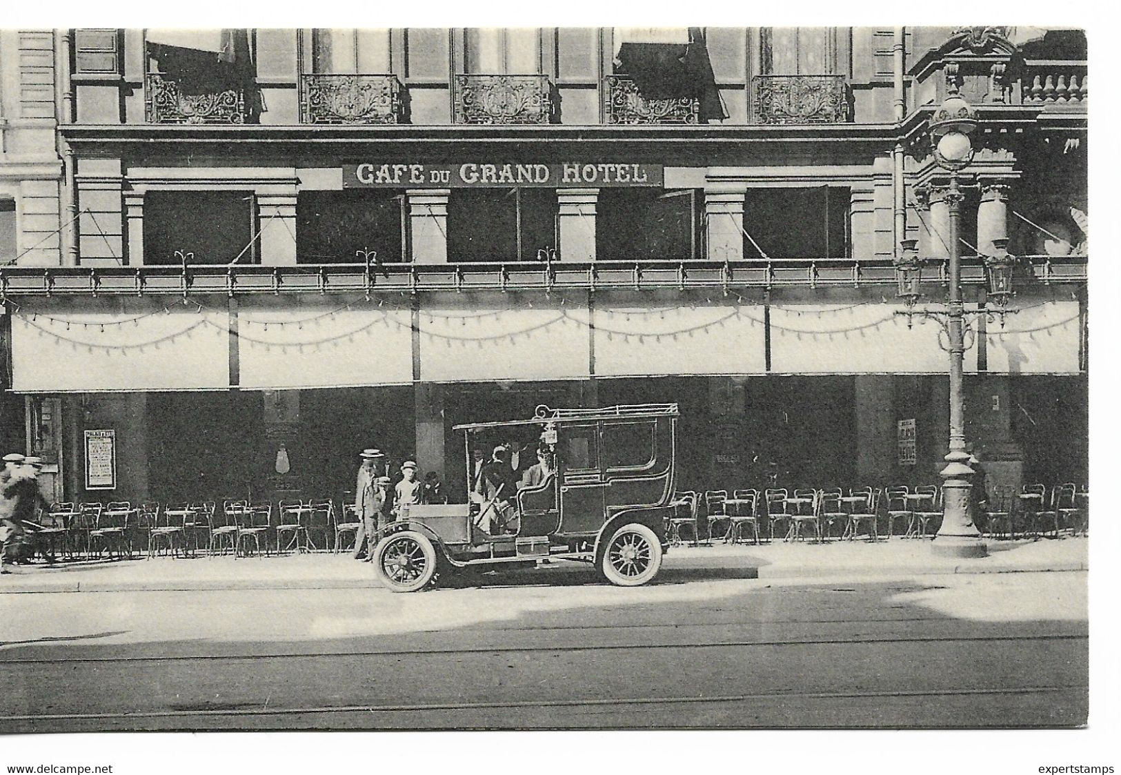 PM122/ Belgique -België CP Café Du Grand Hôtel Animée Voiture MINT Non Circulée - Cafés, Hôtels, Restaurants