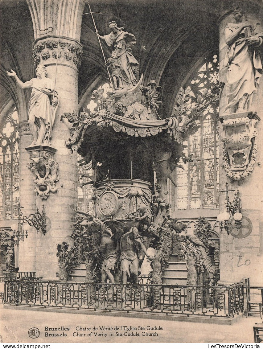 Grand Format - Bruxelles - Chaire De Vérité De L'église Sainte Gudule - Dim.17.8/13.5 Cm - Carte Postale Ancienne - Brussel (Stad)