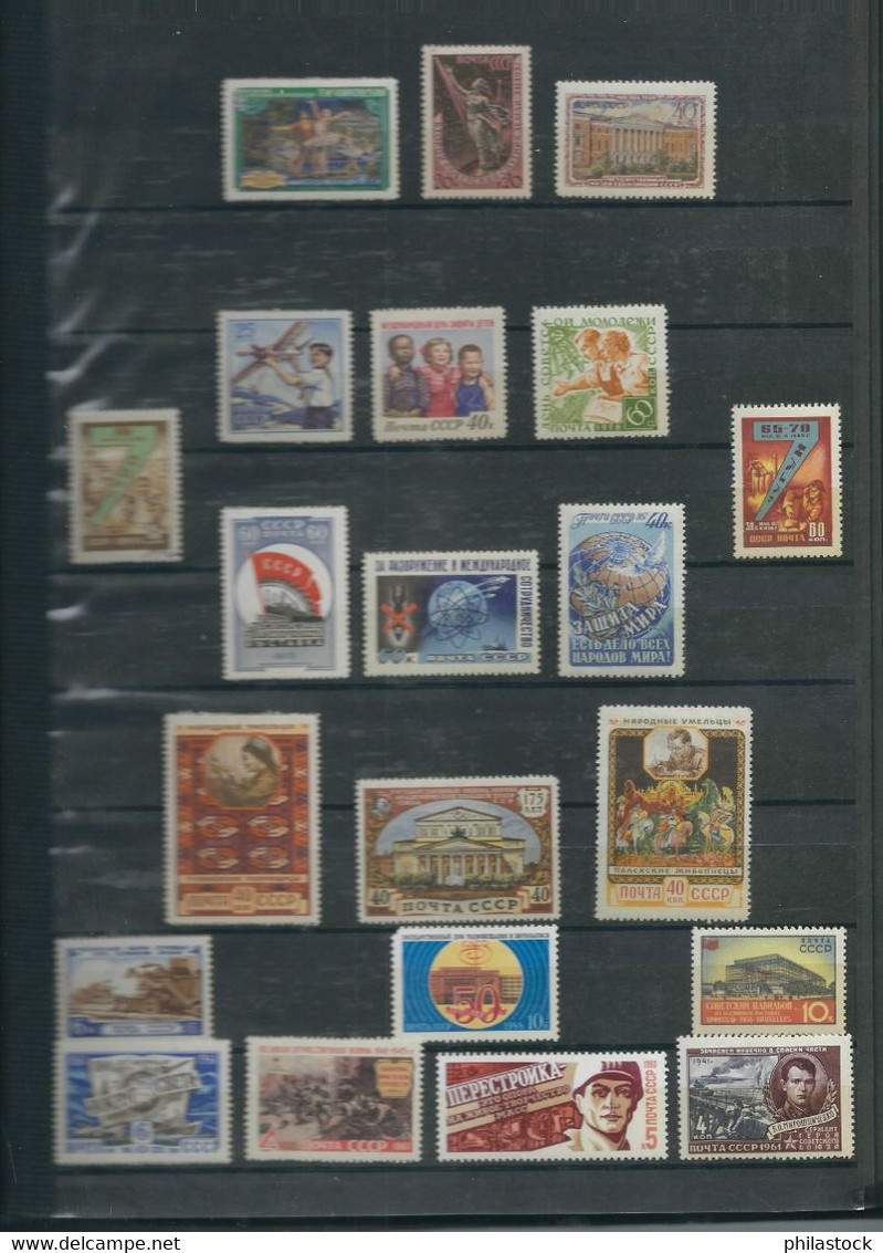 RUSSIE lot timbres & BF à 95 % ** + qq divers & documents dans un trés bel album