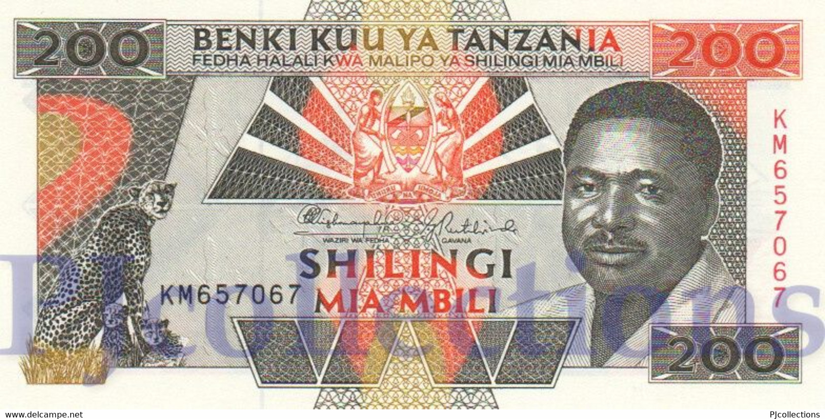 TANZANIA 200 SHILINGI 1993 PICK 25b UNC - Tansania