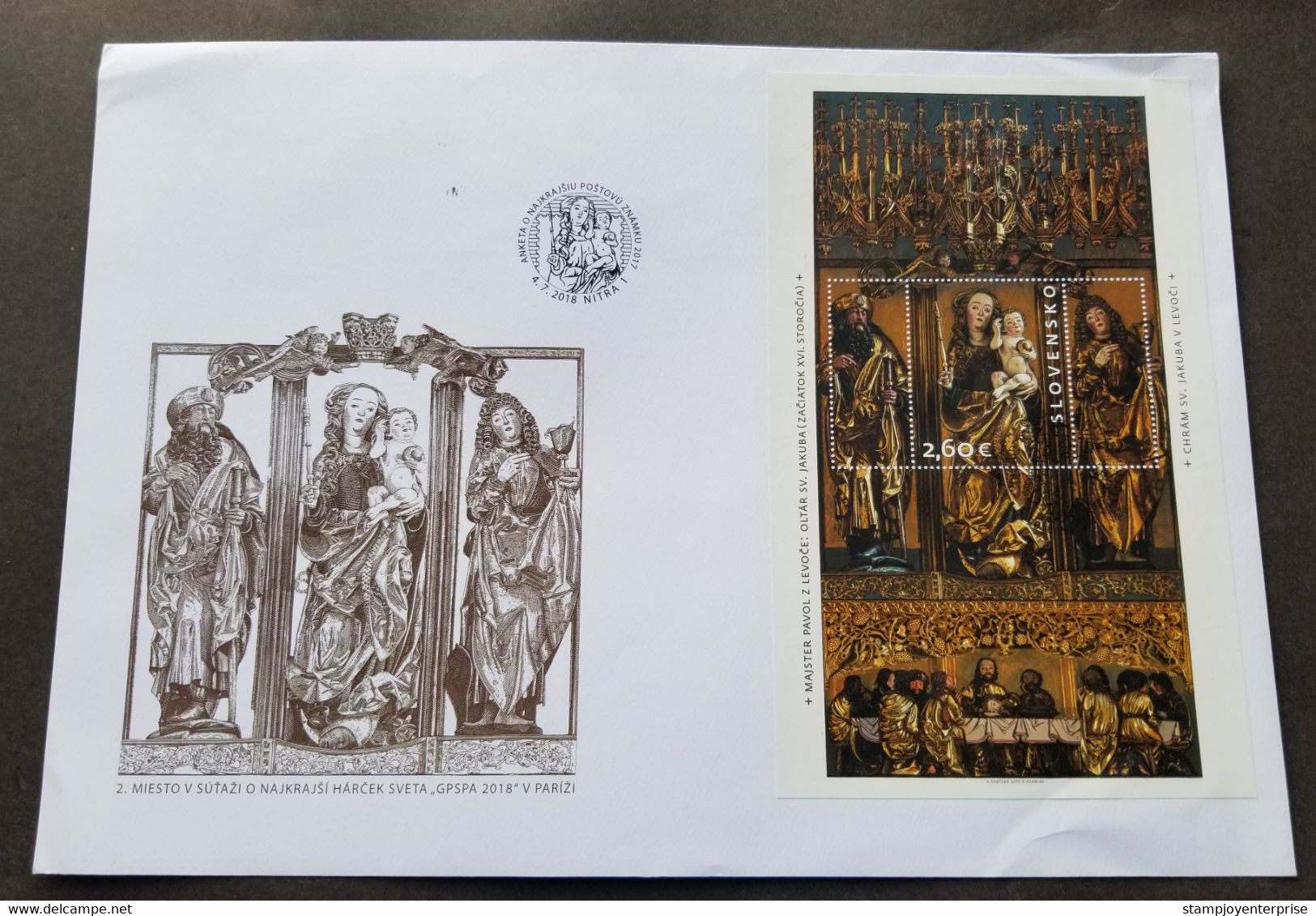 Slovakia St.James Altar Church Of St James In Levoča 2018 (FDC) *see Scan *rare - Briefe U. Dokumente