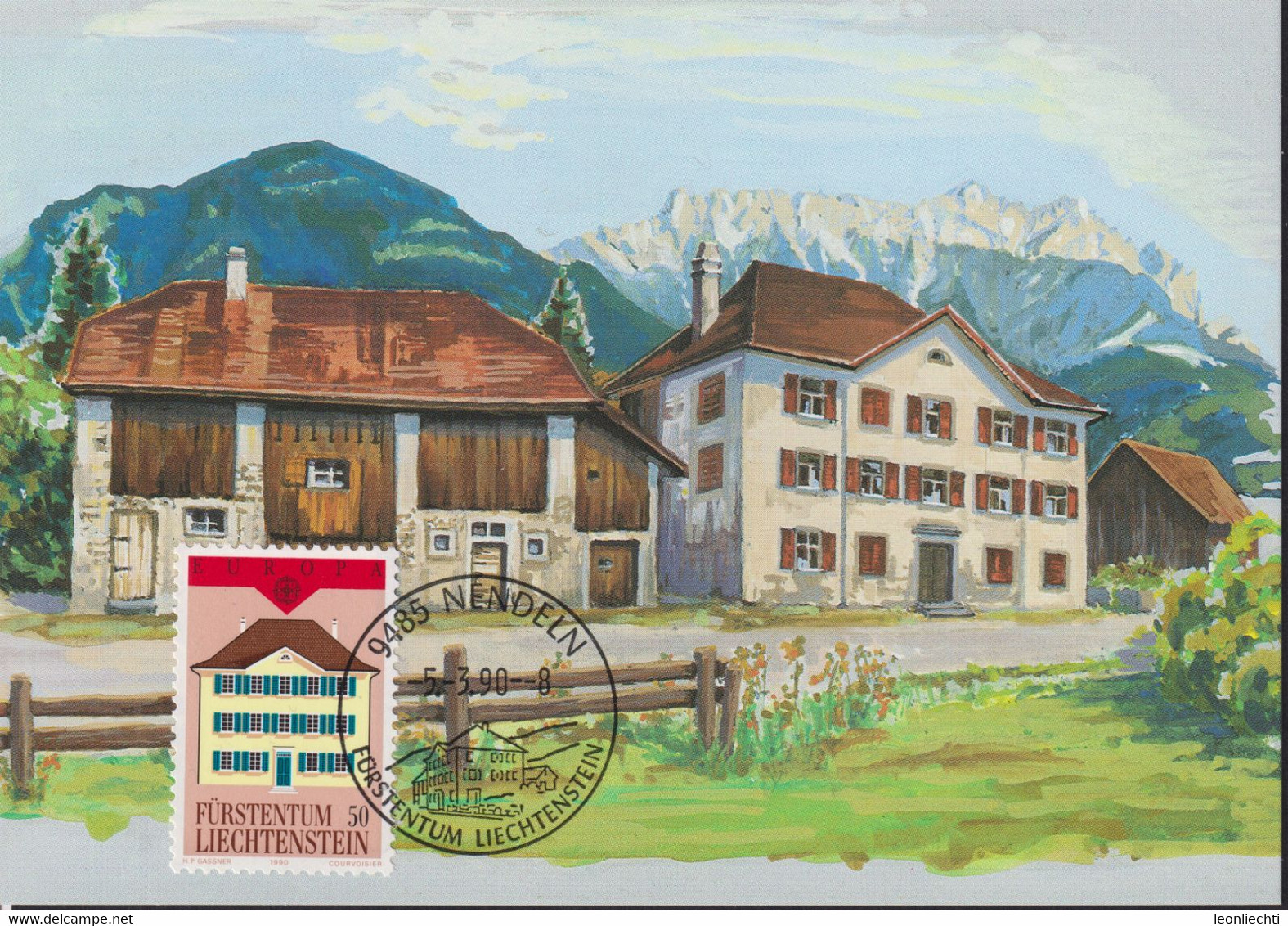 1990 Liechtenstein MC 93 Mi: LI 984°, Y&T: LI 925°, ZNr. LI 934°, Europa, Postexposition Nendeln - Brieven En Documenten
