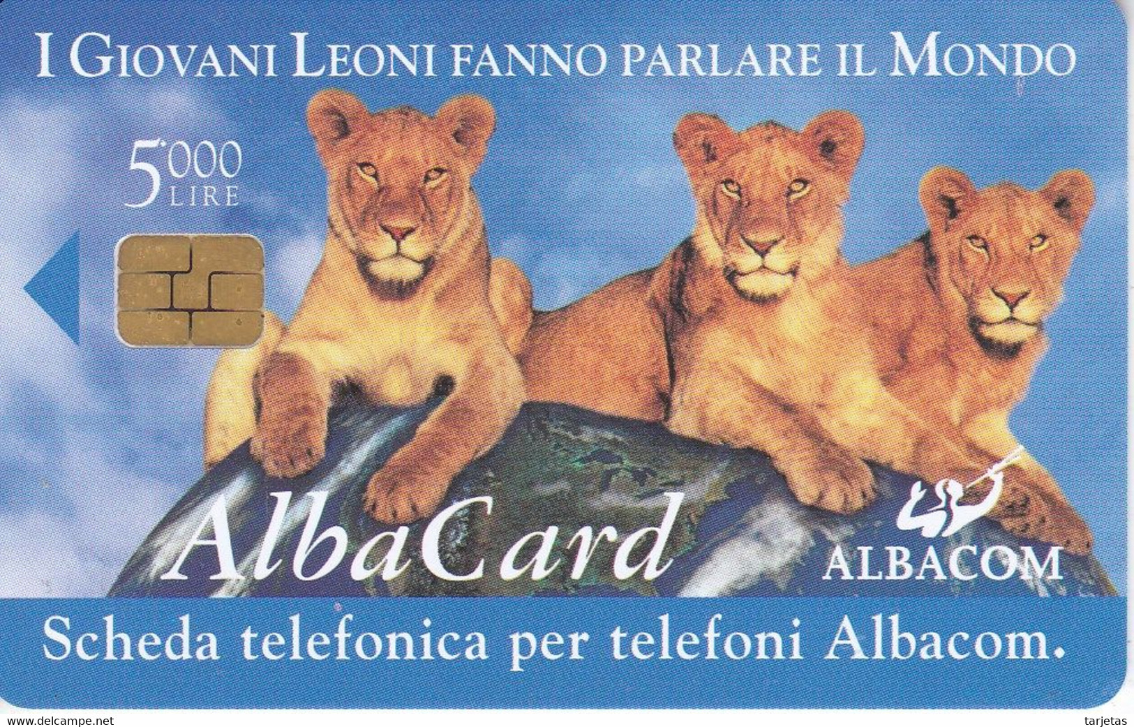 TARJETA DE ITALIA DE UNOS LEONES (LION-LEON)  ALBACOM - Special Uses