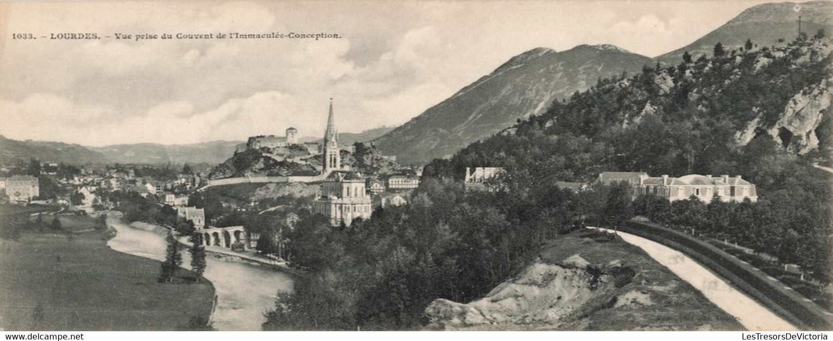 Panoramique - Lourdes - Vue Prise Du Couvent De L'immaculée Conception - Dim. 27.5/11 Cm - Carte Postale Ancienne - Lourdes