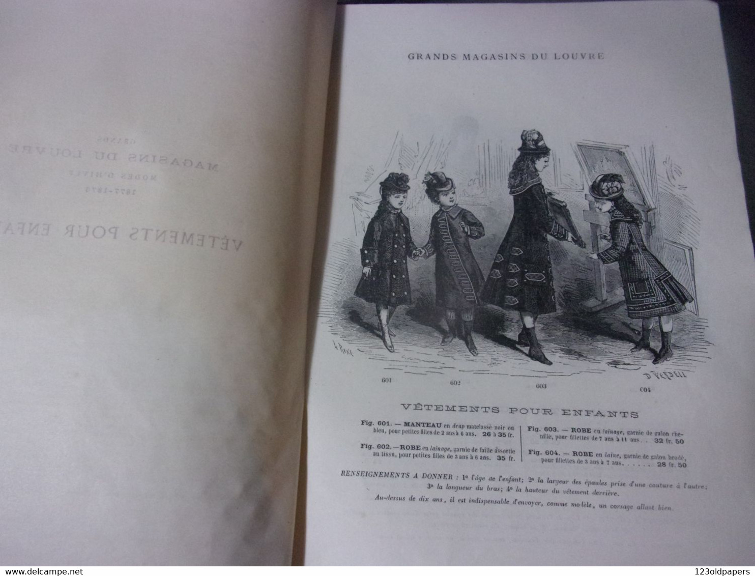 ♥️ RARE 1877/78  HIVER  Catalogue Grands Magasins Du Louvre Paris COSTUMES ENFANTS CORSETS CRAVATES PEIGNOIRS - 1800 – 1899