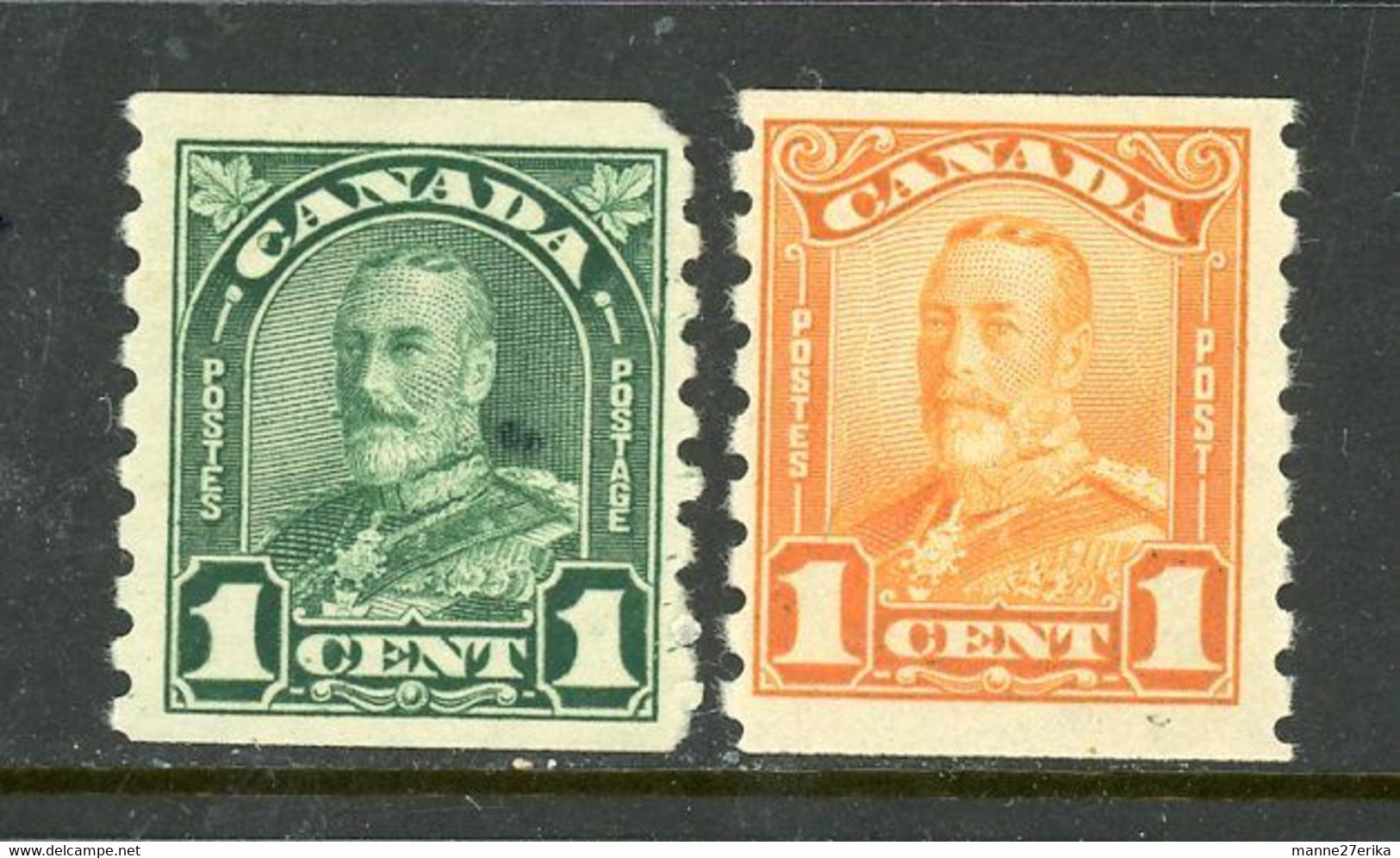 Canada MH 1931 King George V "Arch/Leaf"  Coil Stamps - Neufs