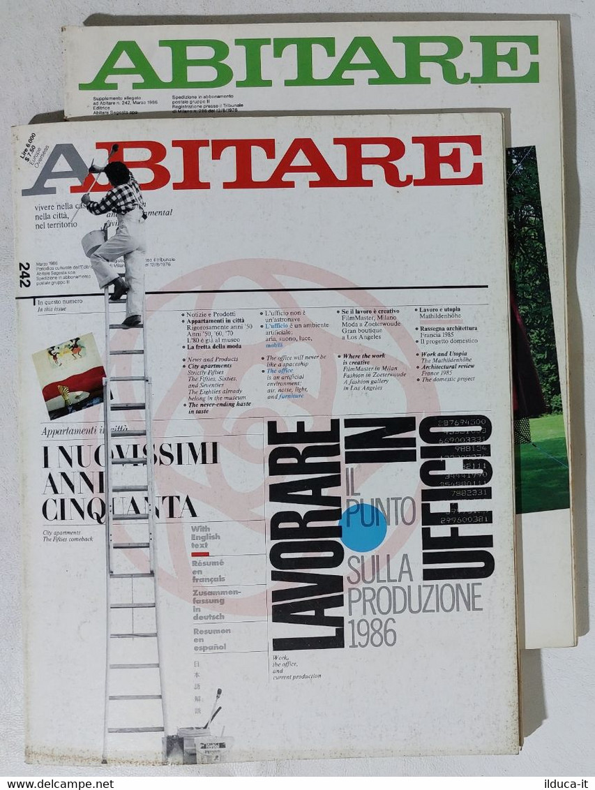 17243 ABITARE 1986 N. 242 - Appartamenti Anni 50 / Ufficio + Allegato Il Verde 3 - Casa, Giardino, Cucina