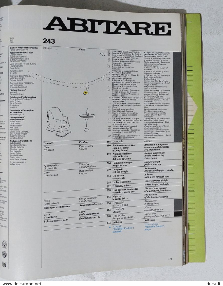 17249 ABITARE 1986 N. 243 - Lampade / Case Fuori Misura - Maison, Jardin, Cuisine