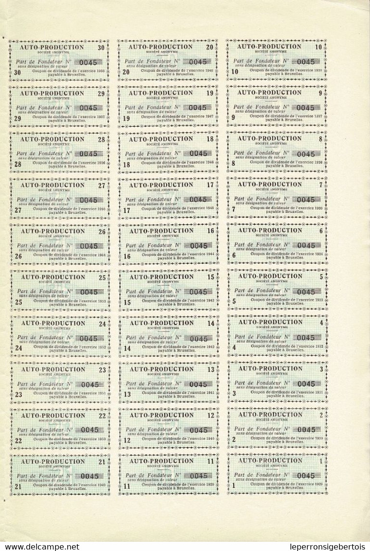 - Titre De 1929 - Auto-Production - Société Anonyme - - Automobile