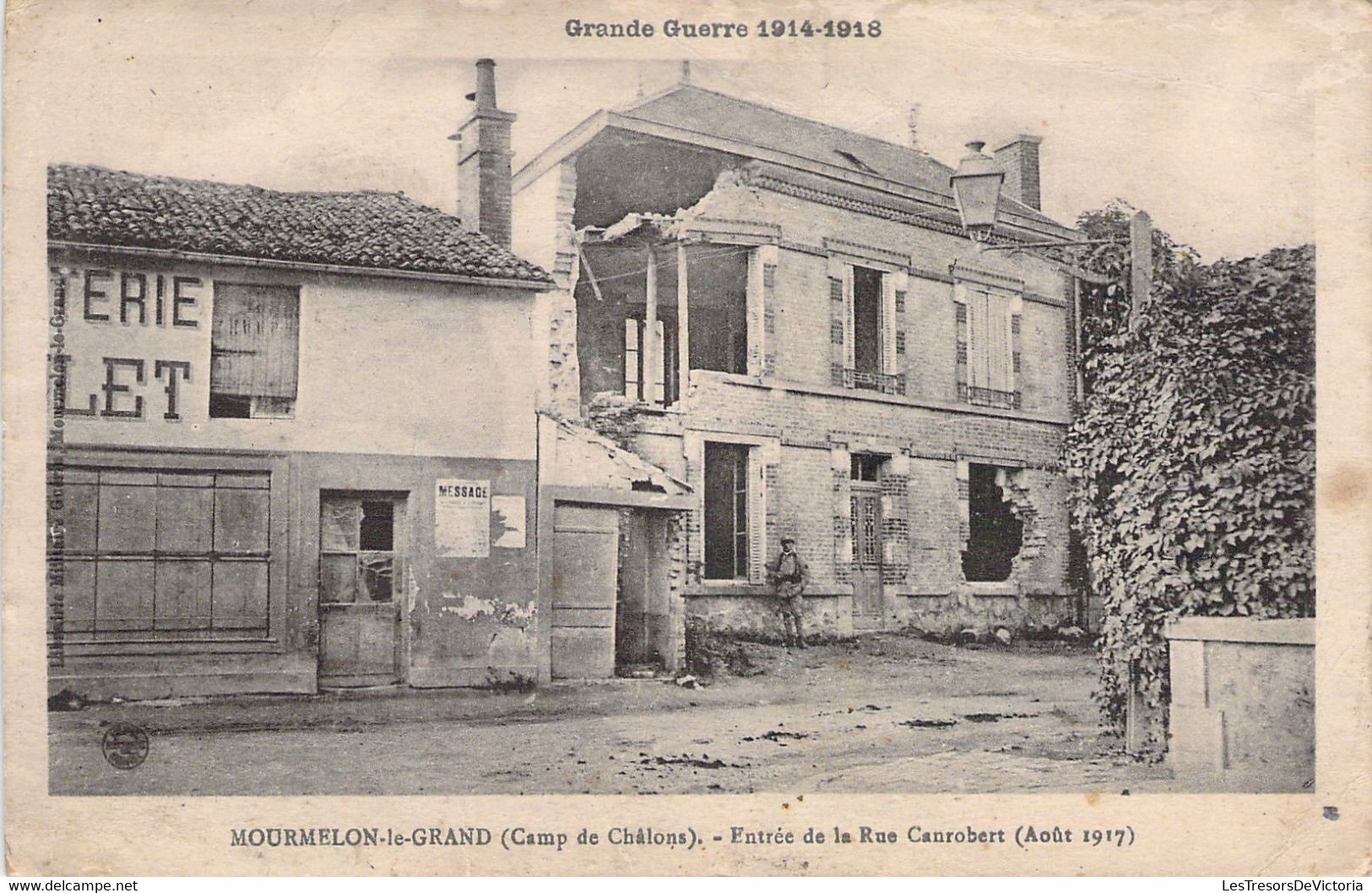 FRANCE - 51 - MOURMELON LE GRAND - Entrée De La Rue Canrobert Août 1917 - Carte Postale Ancienne - Mourmelon Le Grand