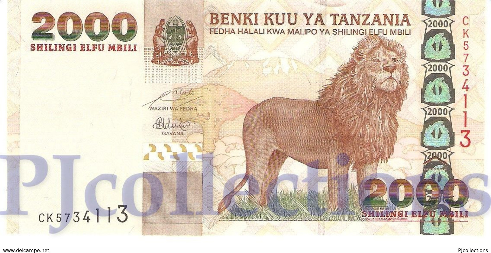 TANZANIA 2000 SHILINGI 2003 PICK 37 UNC - Tanzania