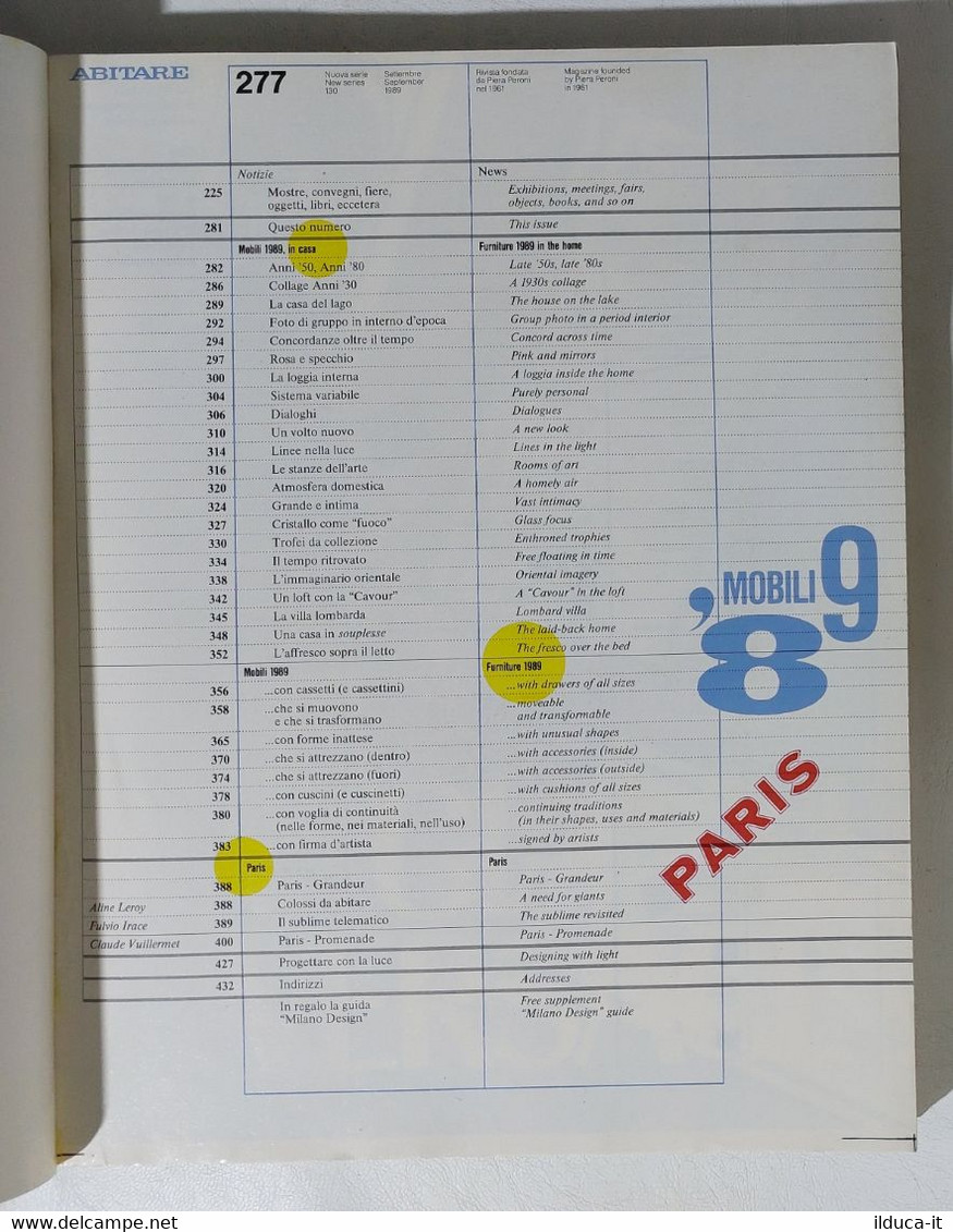 17385 ABITARE 1989 N. 277 - In Casa / Paris - Casa, Giardino, Cucina