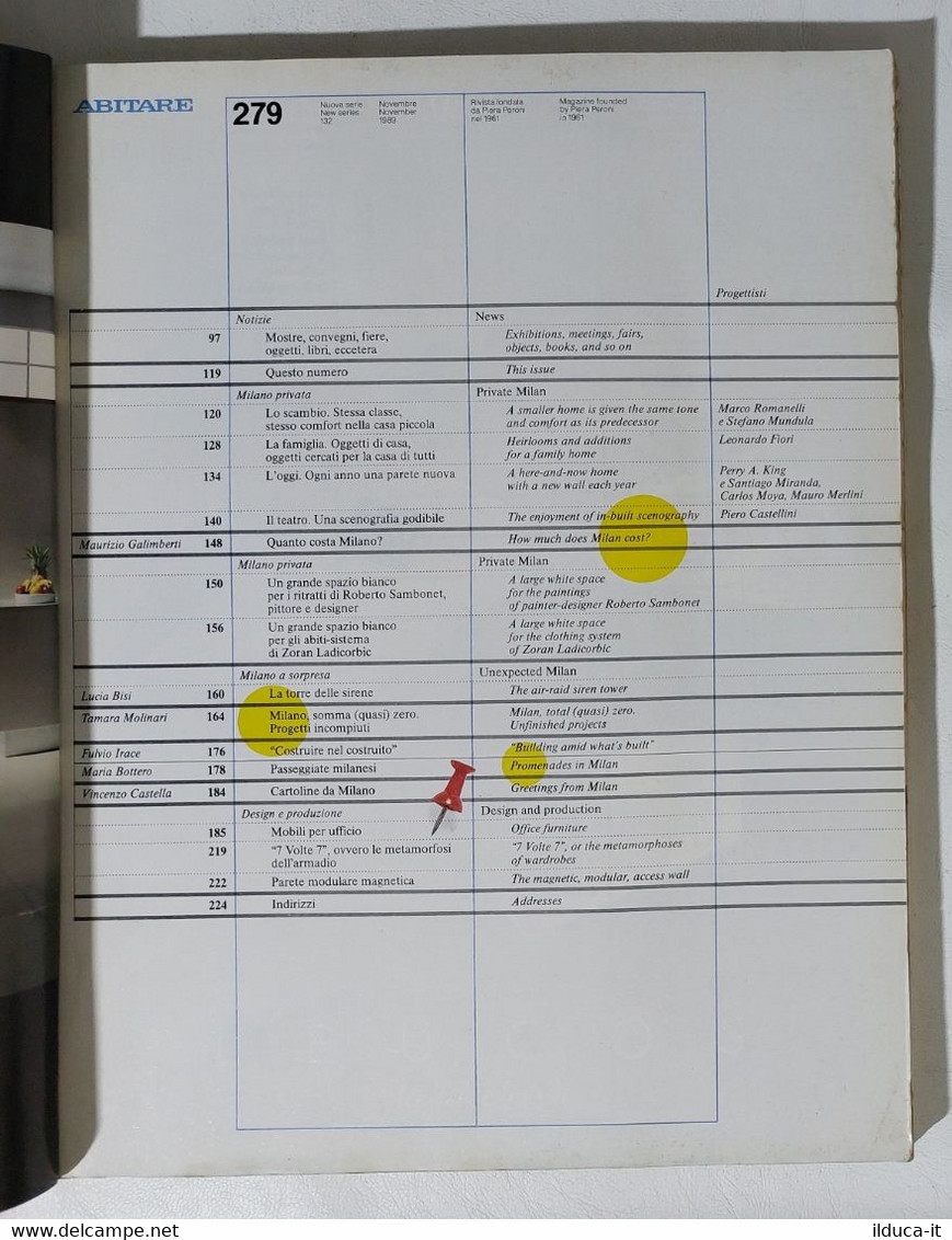 17398 ABITARE 1989 N. 279 - Milano / Mobili Per L'ufficio - Casa, Giardino, Cucina