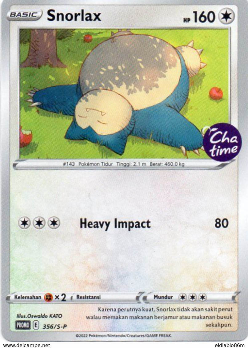 TCG POKEMON INDONESIA - PROMO CARD CHATIME 2022 - SNORLAX - MINT - Promos