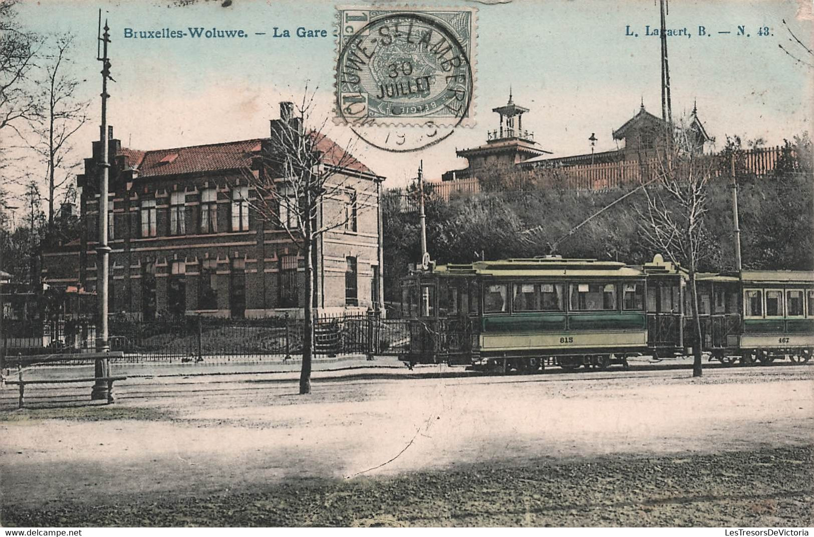 Bruxelles Woluwe - La Gare Et La Station Du Tram - L Lagaert - Colorisé - Tramway - Carte Postale Ancienne - Transport (rail) - Stations