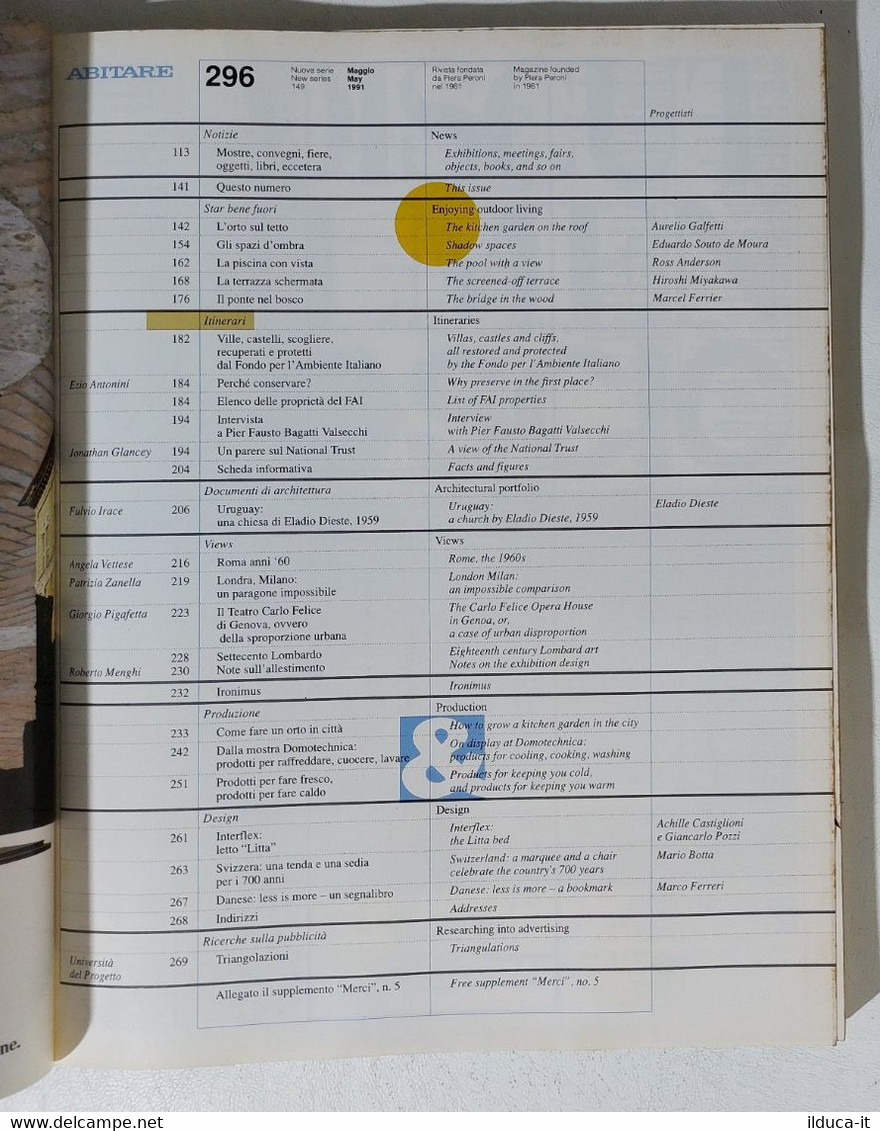 17500 ABITARE 1991 N. 296 - L'orto Sul Terrazzo / Itinerario FAI - Casa, Giardino, Cucina