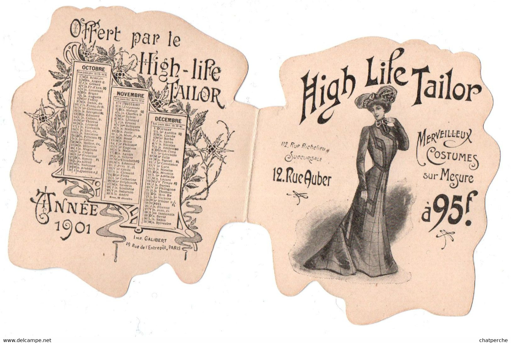 CHROMO CHROMOLITOGRAPHIE DECOUPIS DECOUPAGE FLEURS ANNEE 1901 PUBLICITE HIGH LIFE TAILOR - Bloemen