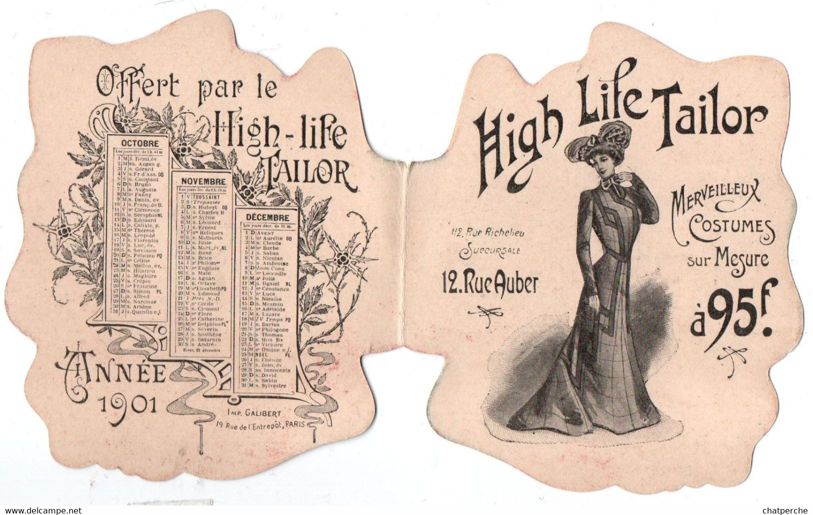 CHROMO CHROMOLITOGRAPHIE DECOUPIS DECOUPAGE FLEURS ANNEE 1901 PUBLICITE HIGH LIFE TAILOR - Blumen