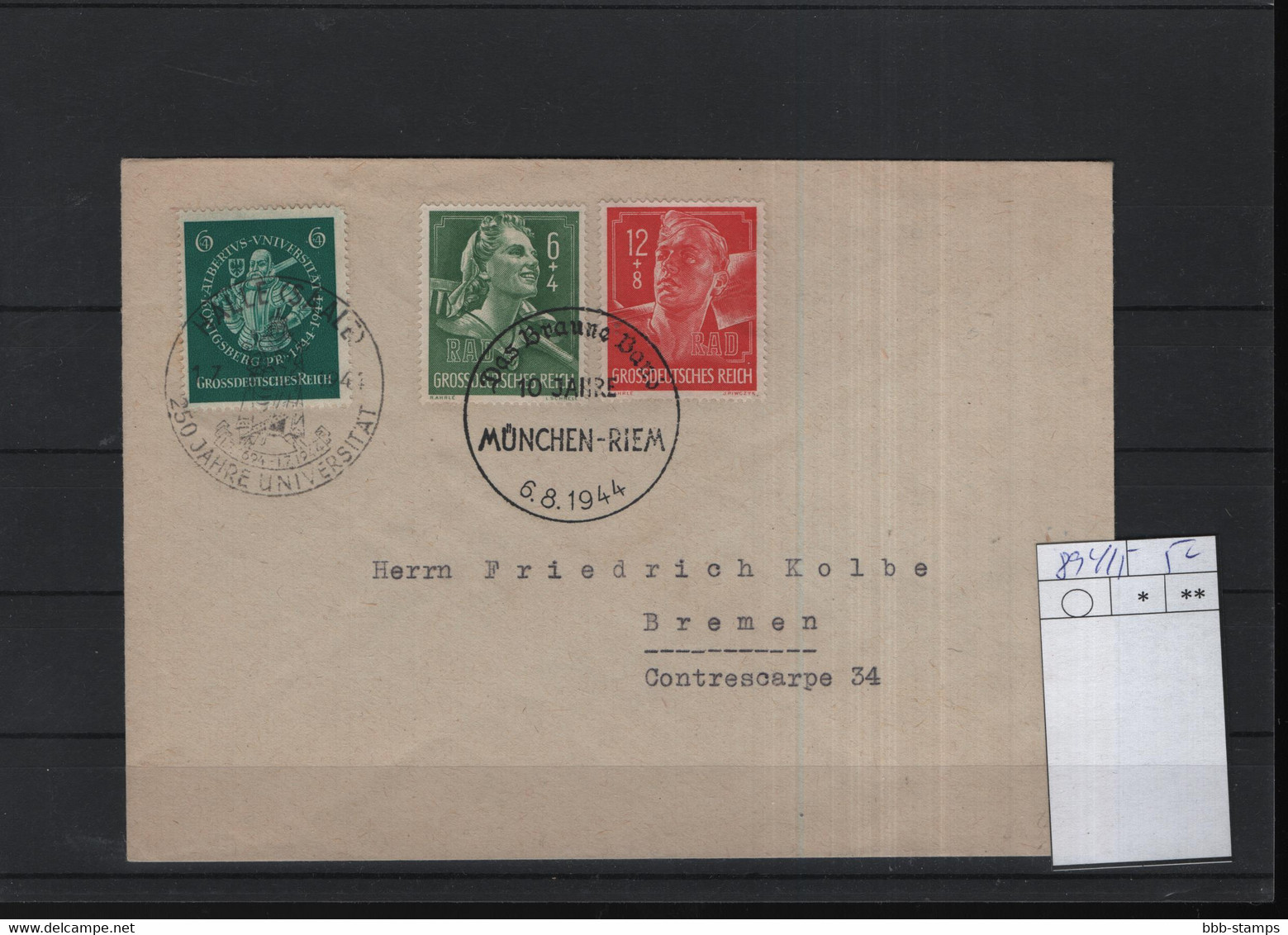 Deutsches Reich Michel Kat.Nr. 894/895 MiF - Lettres & Documents