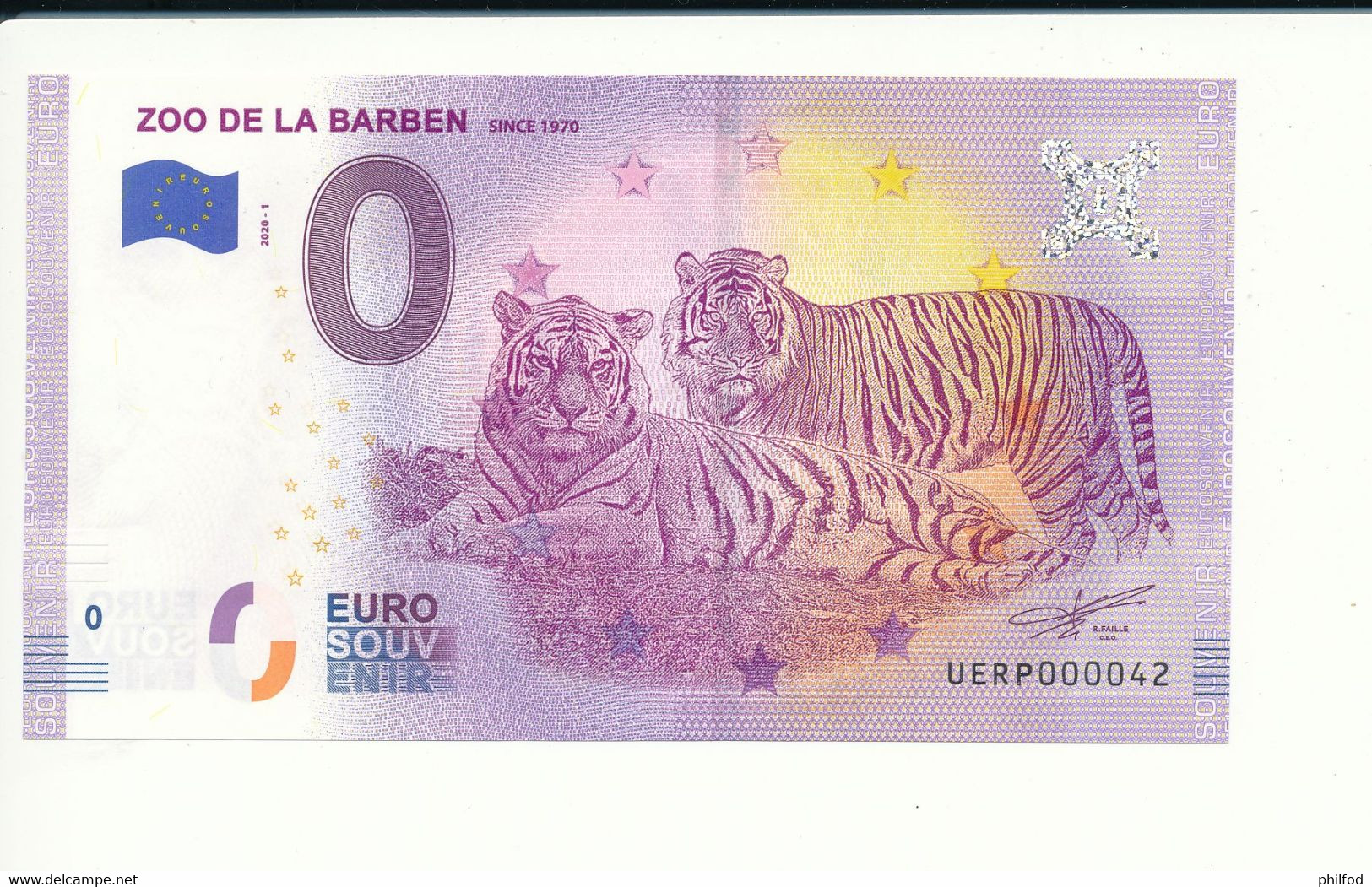 Billet Touristique 0 Euro - ZOO DE LA BARBEN SINCE 1970 - UERP- 2020-1 - N° 42 - Autres & Non Classés