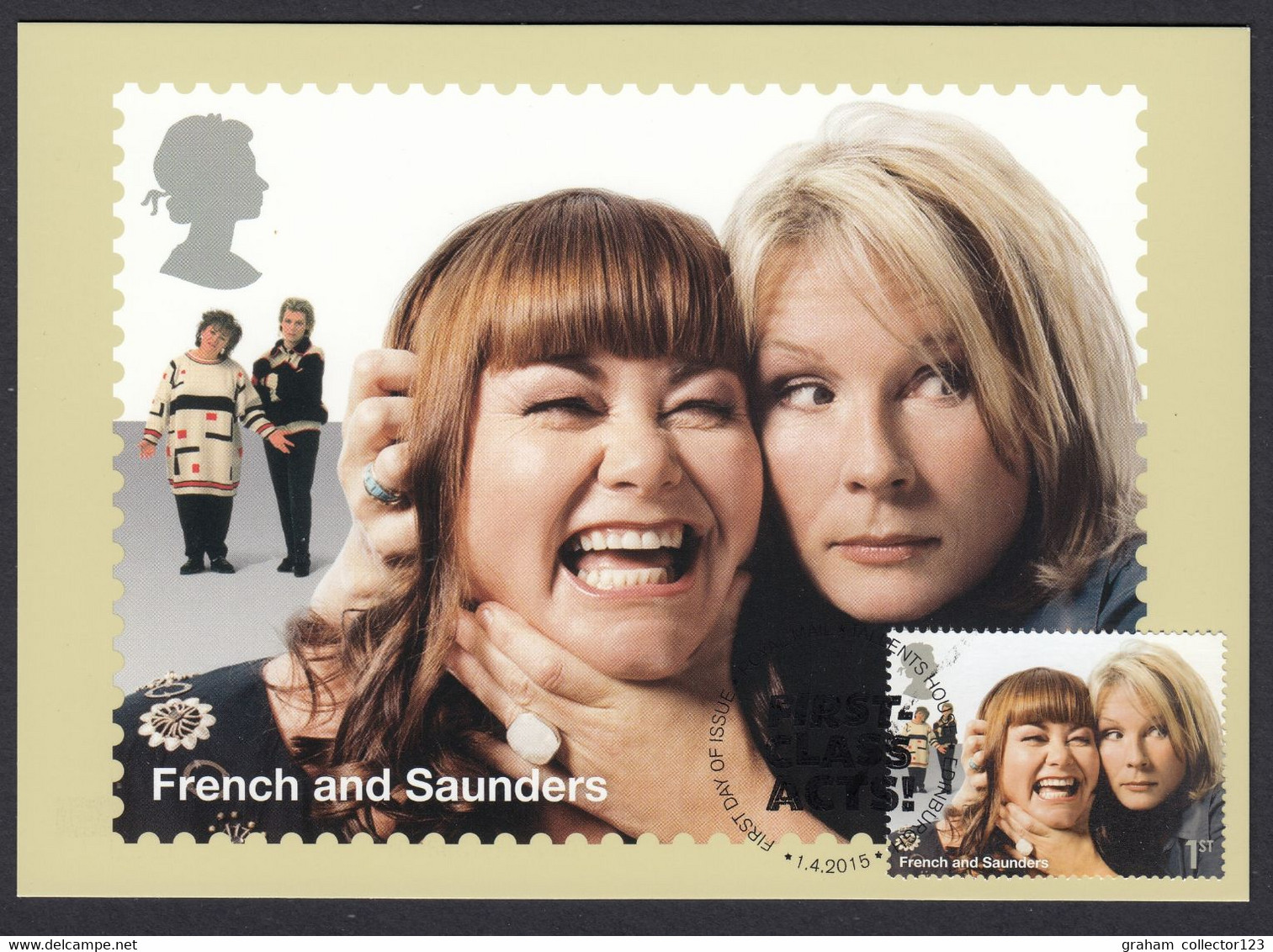 Used PHQ Maxi Maximum Card Postcard Great Britain 2015 Comedy Greats Comedians French And Saunders - Maximumkaarten