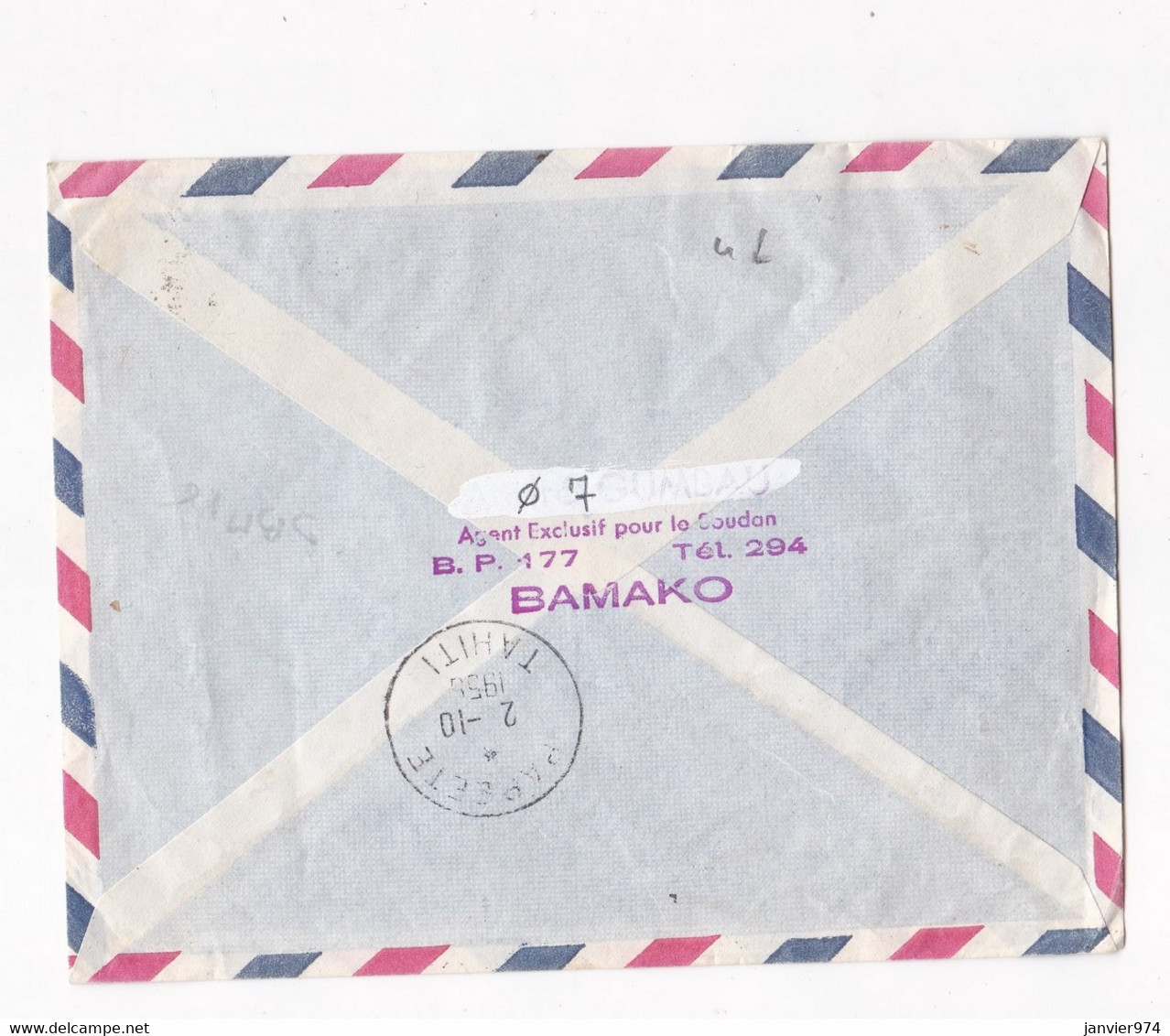 Enveloppe Recommandé 1958 Bamako Pour Tahiti , 1er Liaison Aérienne France  Polynésie . - Covers & Documents