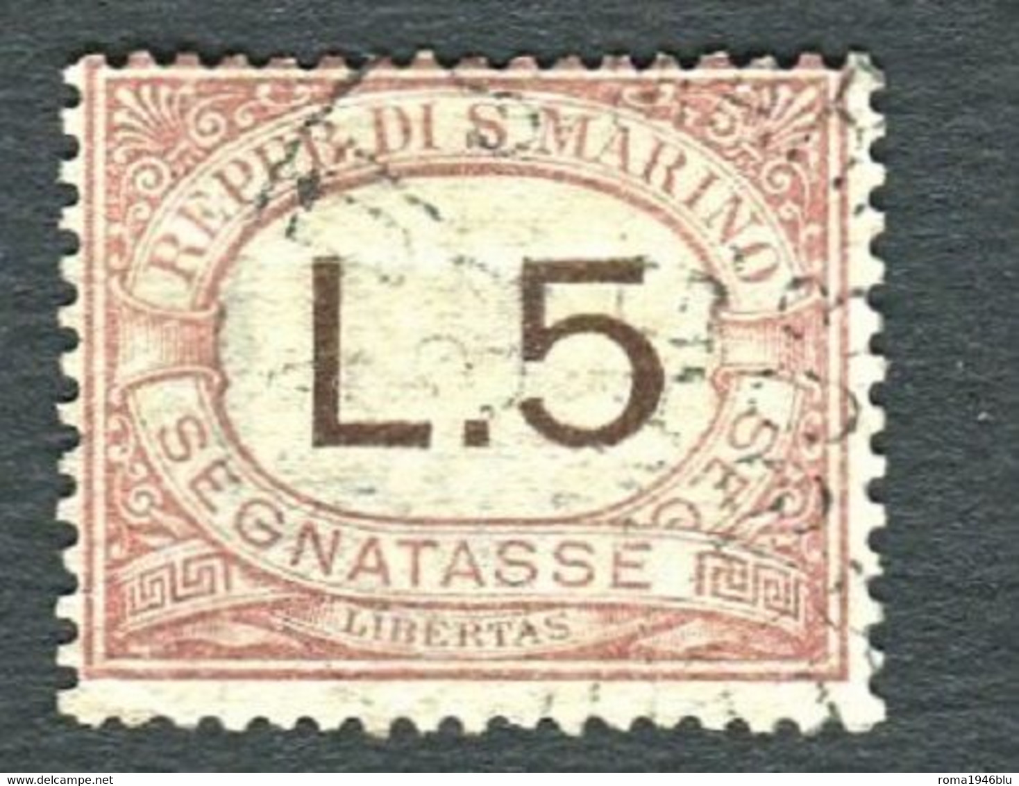 SAN MARINO 1897-1919 SEGNATASSE 5 LIRE USATA - Timbres-taxe