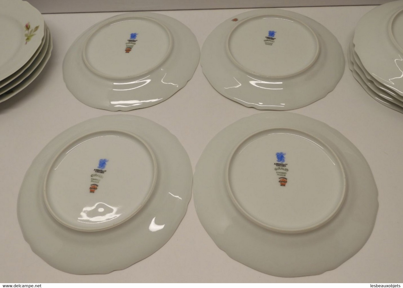 *SUPERBE SERVICE GÂTEAUX PLAT & 12 ASSIETTES A GIRAUD & Cie FLEURS EGLANTIERS  E