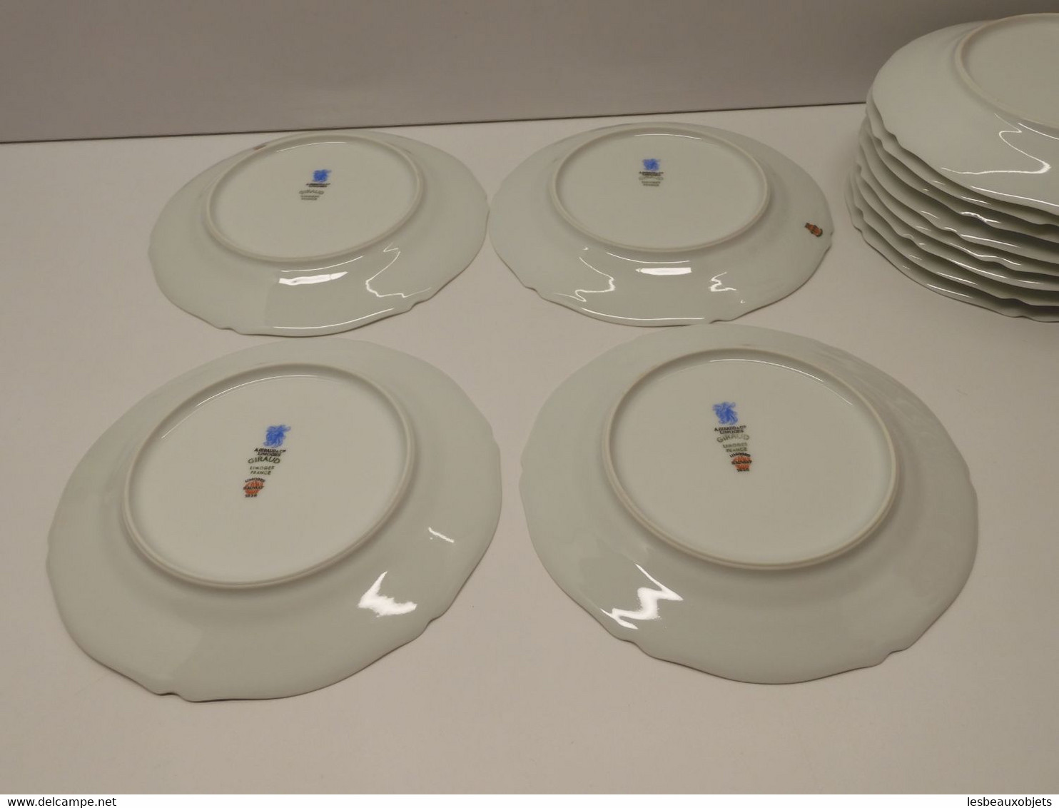 *SUPERBE SERVICE GÂTEAUX PLAT & 12 ASSIETTES A GIRAUD & Cie FLEURS EGLANTIERS  E