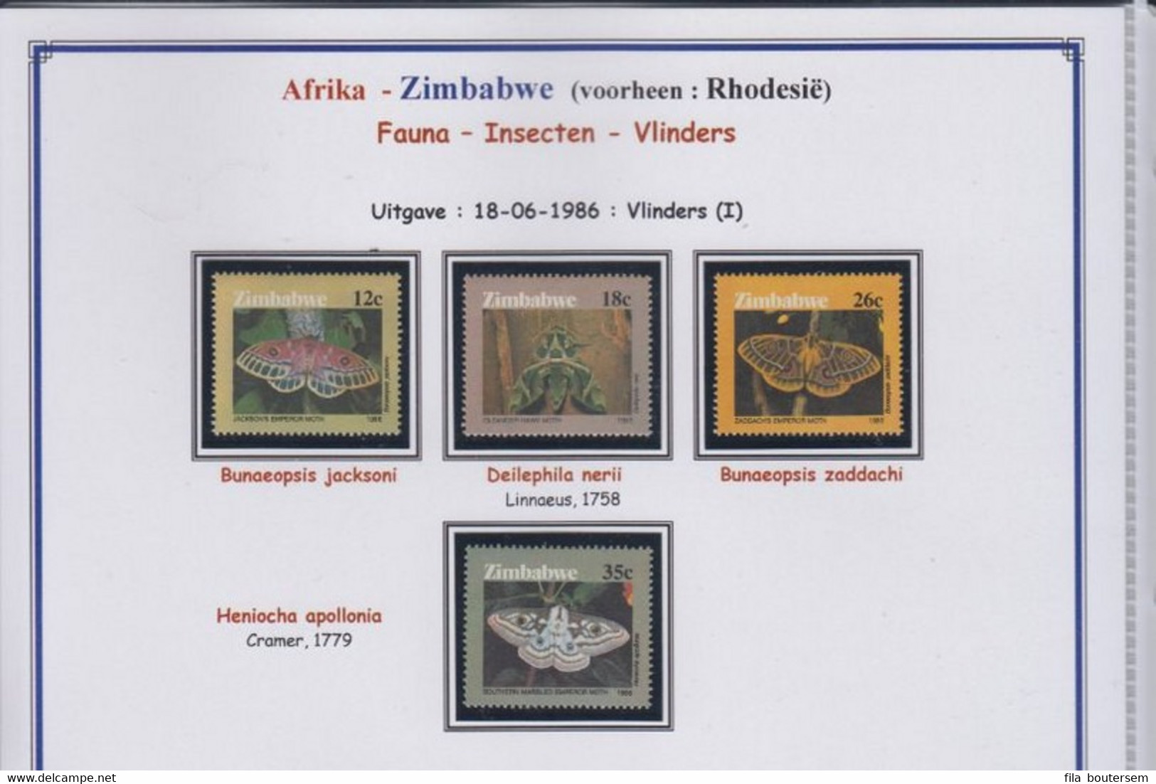 Zimbabwe 18-06-1986  Michel 344-347 - Butterflies
