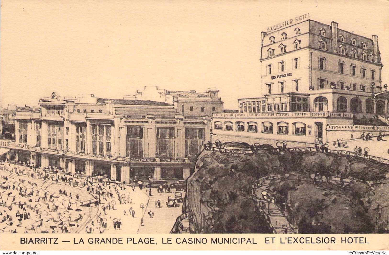 FRANCE - 64 - BIARRITZ - La Grande Plage - Le Casino Municipal Et L'Excelsior Hôtel - Carte Postale Ancienne - Biarritz