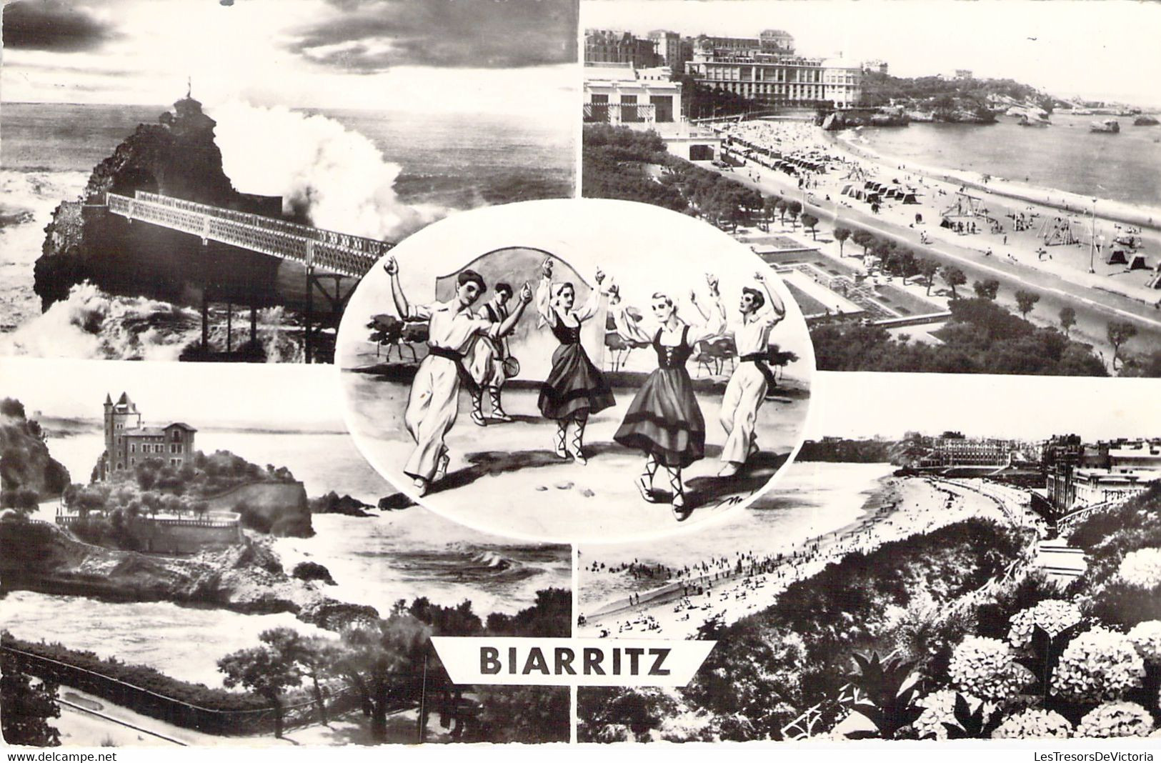 FRANCE - 64 - BIARRITZ - Le Rocher De La Vierge - La Grande Plage - Le Fandango - Villa Belza - Carte Postale Ancienne - Biarritz