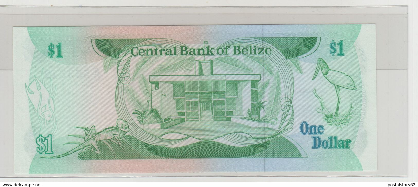 Central Bank Of Belize One Dollar Elisabetta II Pick 46c Unc. 01-01-1987 - Belice