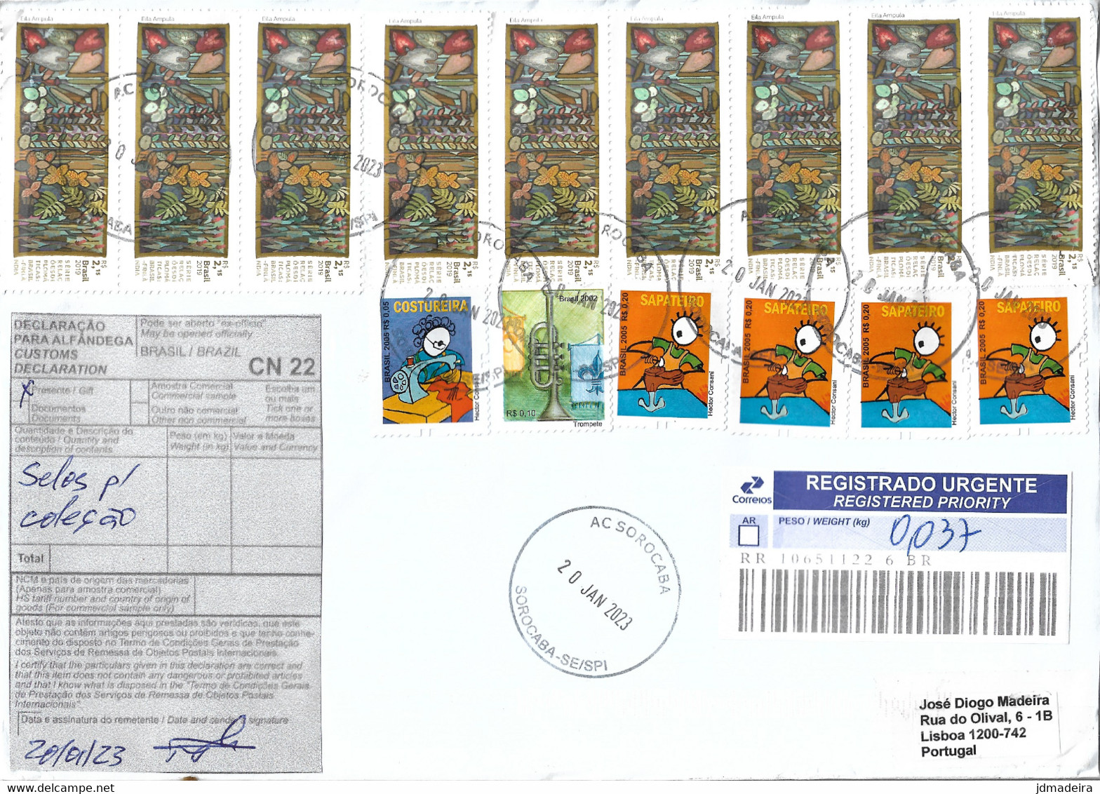 Brazilian Large Registered Cover - Briefe U. Dokumente