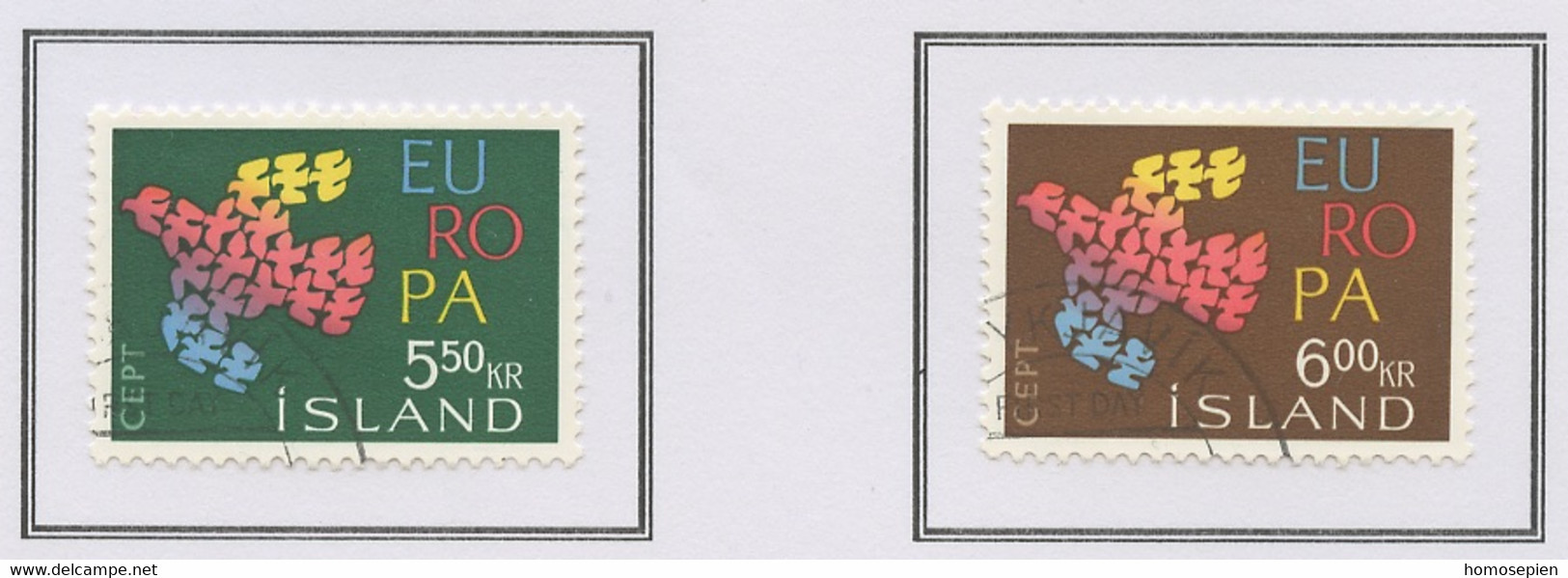 Islande - Island - Iceland 1961 Y&T N°311 à 312 - Michel N°354 à 355 (o) - EUROPA - Usados