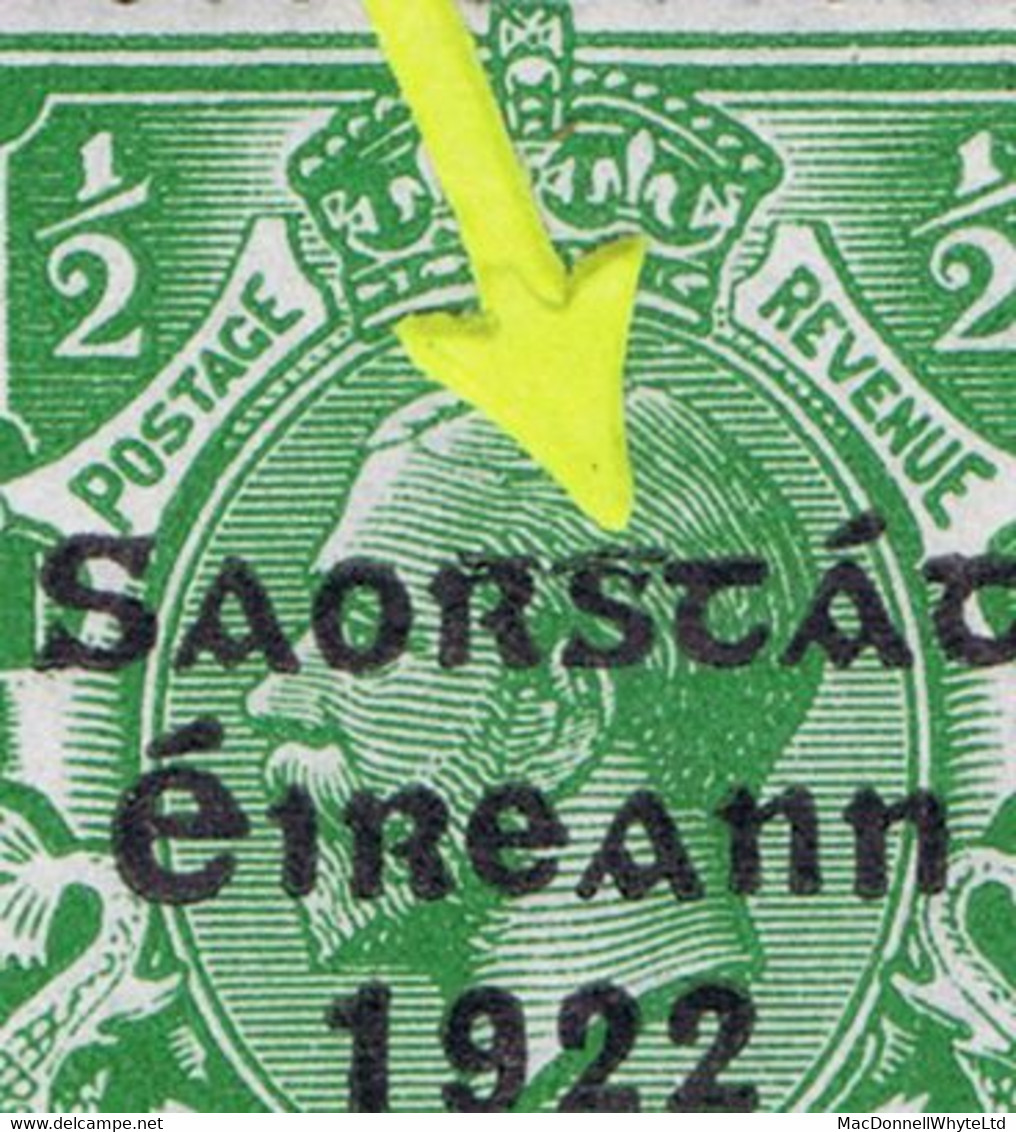 Ireland 1923 Harrison Saorstat 3-line Coils, ½d Coil Join Strip Of 4 With Var. "Wavy Line Over RS" Mint Unmounted - Ongebruikt