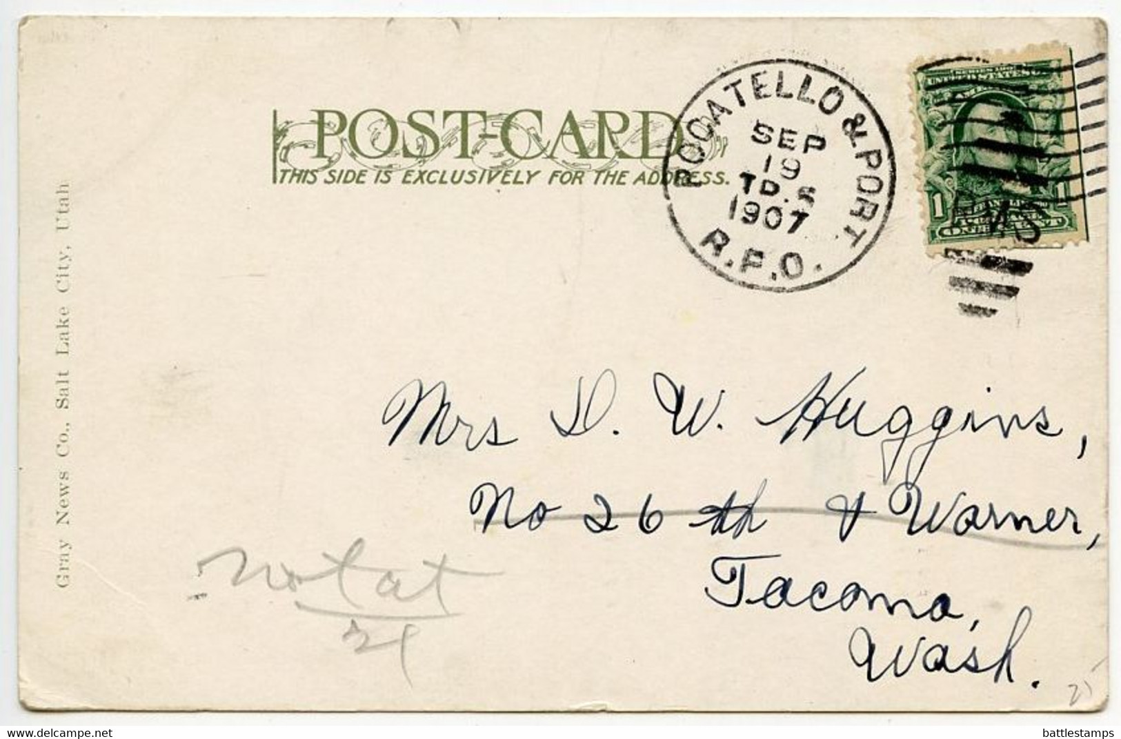 United States 1910 Postcard Scene On Snake River From Railroad, Idaho; Pocatello & Portland RPO Postmark - Altri & Non Classificati