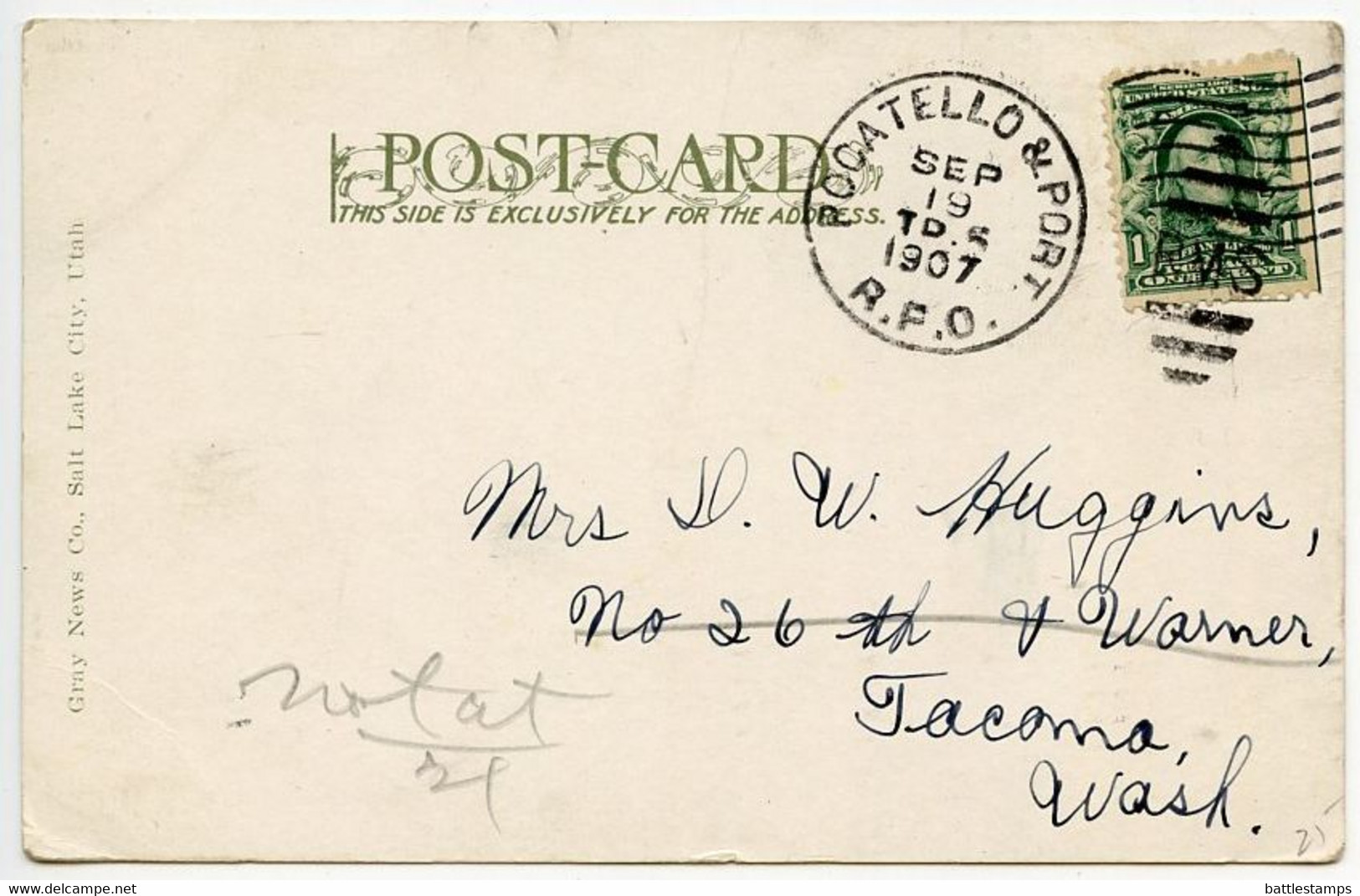 United States 1910 Postcard Scene On Snake River From Railroad, Idaho; Pocatello & Portland RPO Postmark - Autres & Non Classés