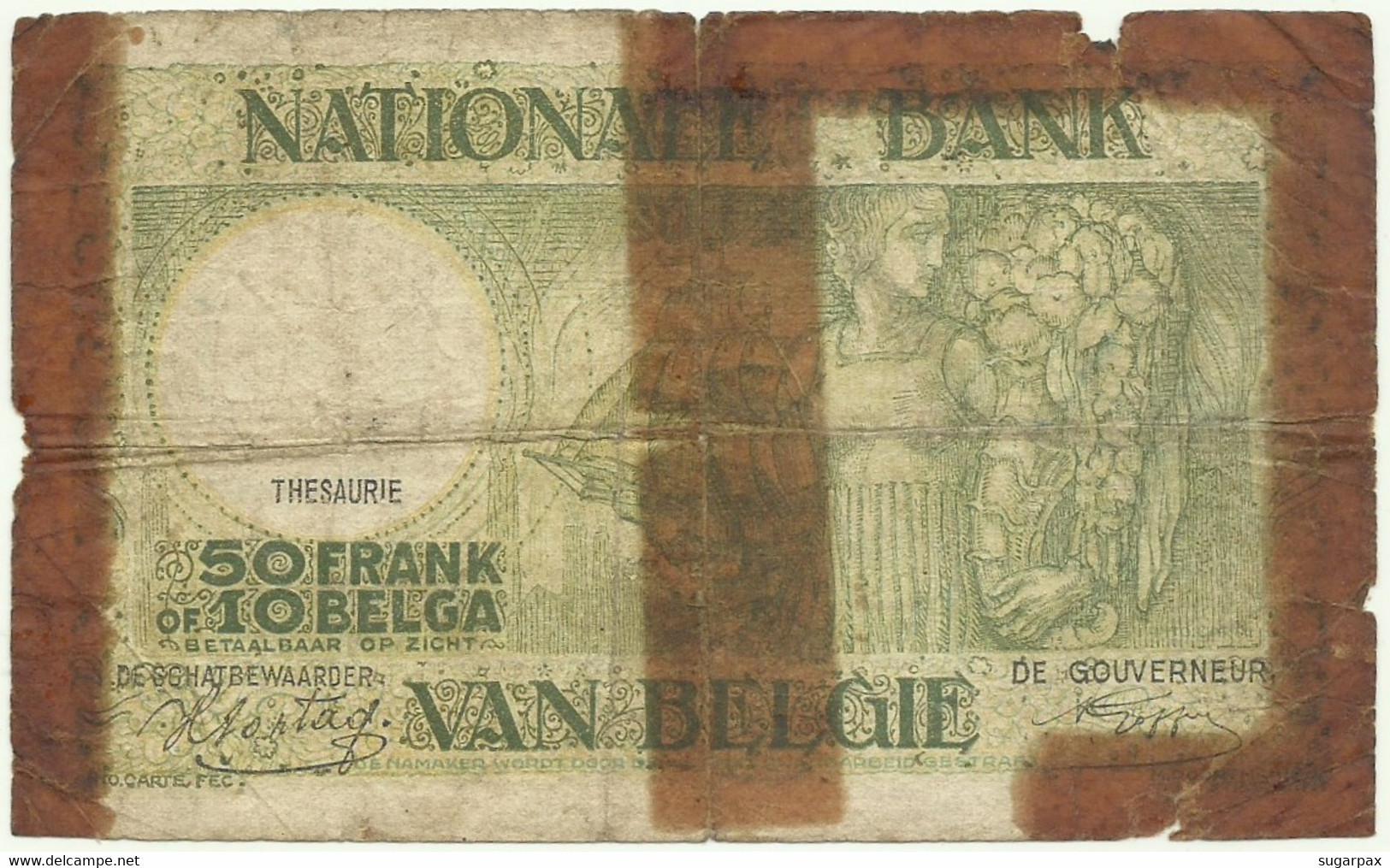 Belgium - 50 Francs Ou 10 Belgas - 03.01.1944 - Pick: 106 - Banque Nationale De Belgique - 50 Francs-10 Belgas