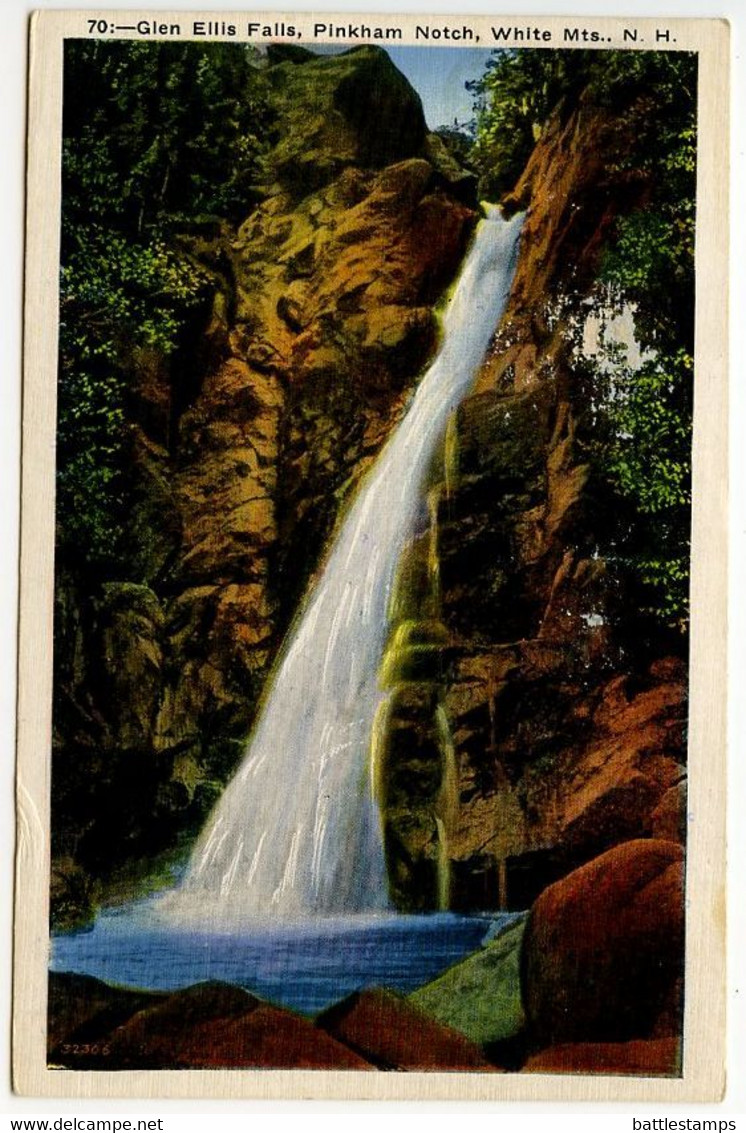 United States 1936 Postcard Glen Ellis Falls White Mountains - New Hampshire; Portland & Island Pond RPO Postmark - White Mountains